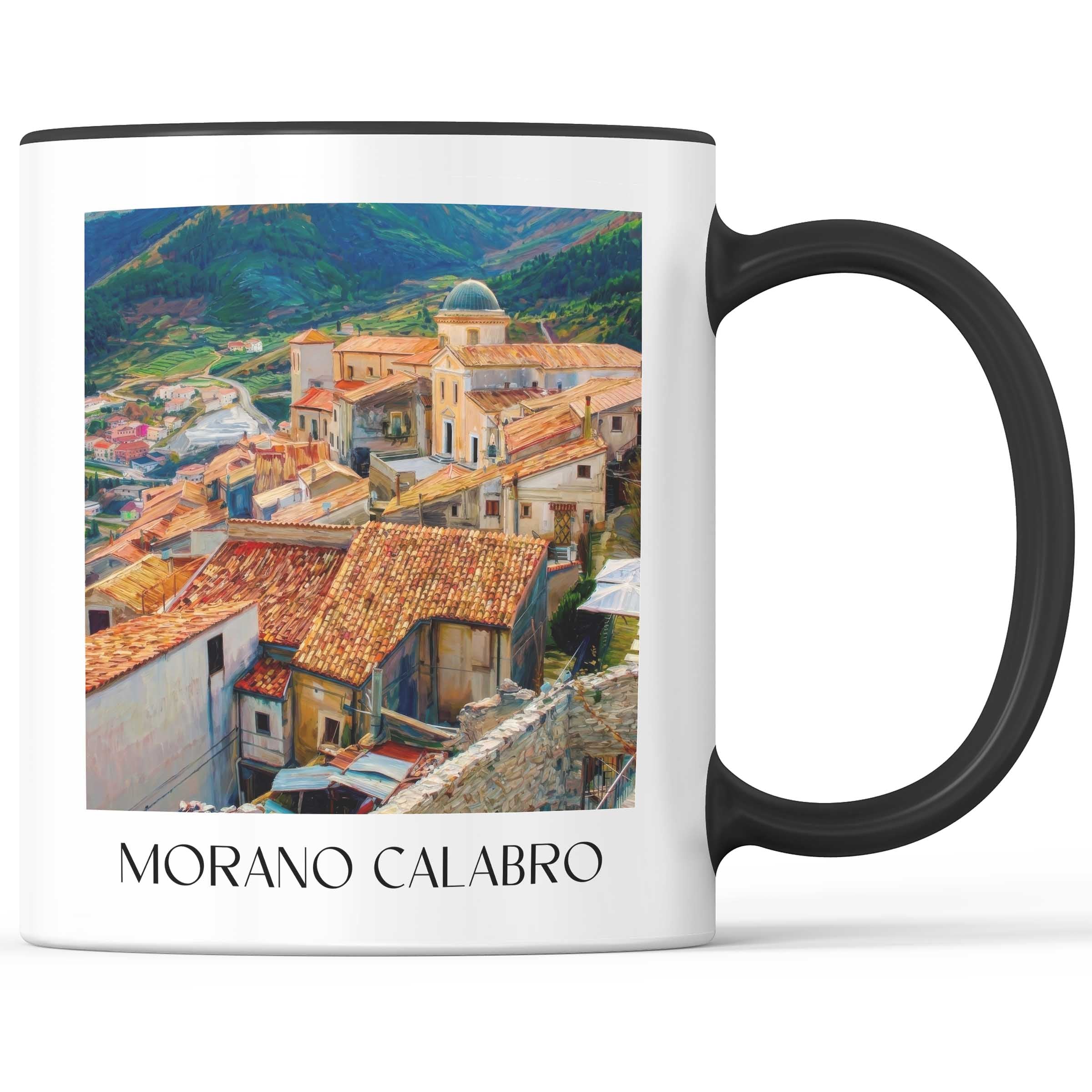 Morano Calabro Kaffeebecher - Kalabrien - Italien Becher - Kaffeetasse im Ölgemälde Stil