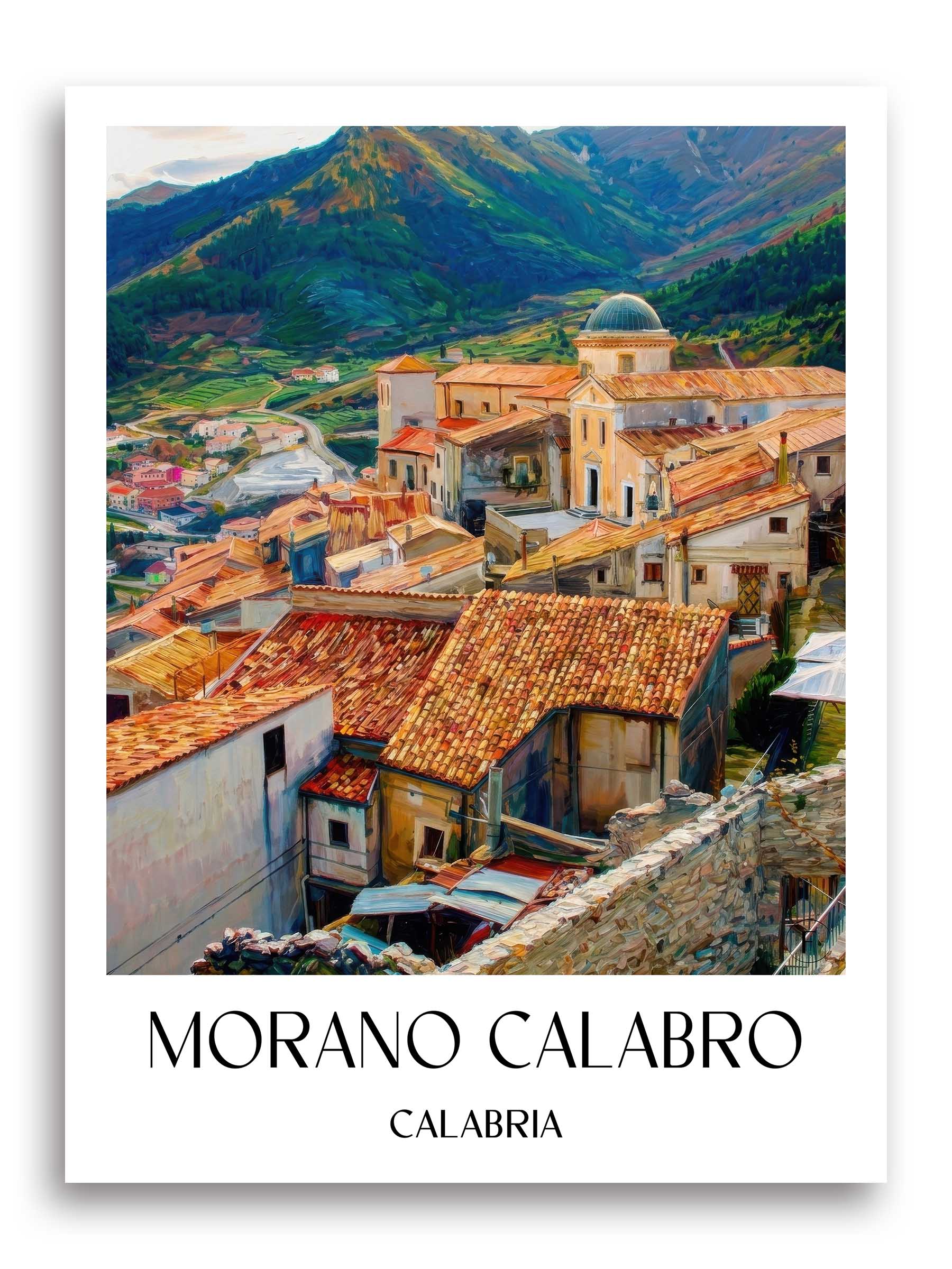 Morano Calabro Poster - Kalabrien - Italien Kunstdruck - Ölgemälde von A4 bis A1