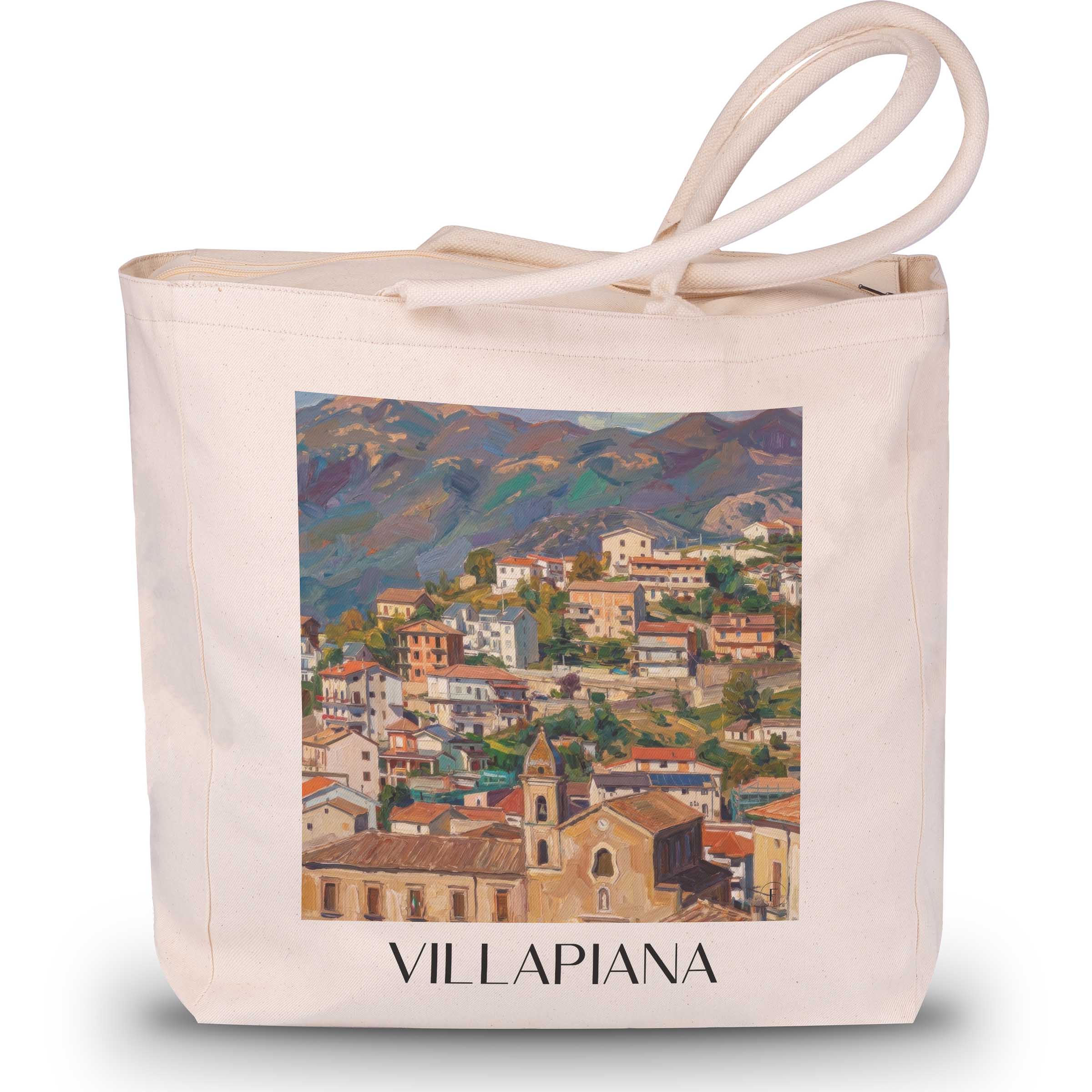 Villapiana Shopping Tasche - Kalabrien - Italien Tote Bag - Einkaufstasche im Ölgemälde Stil