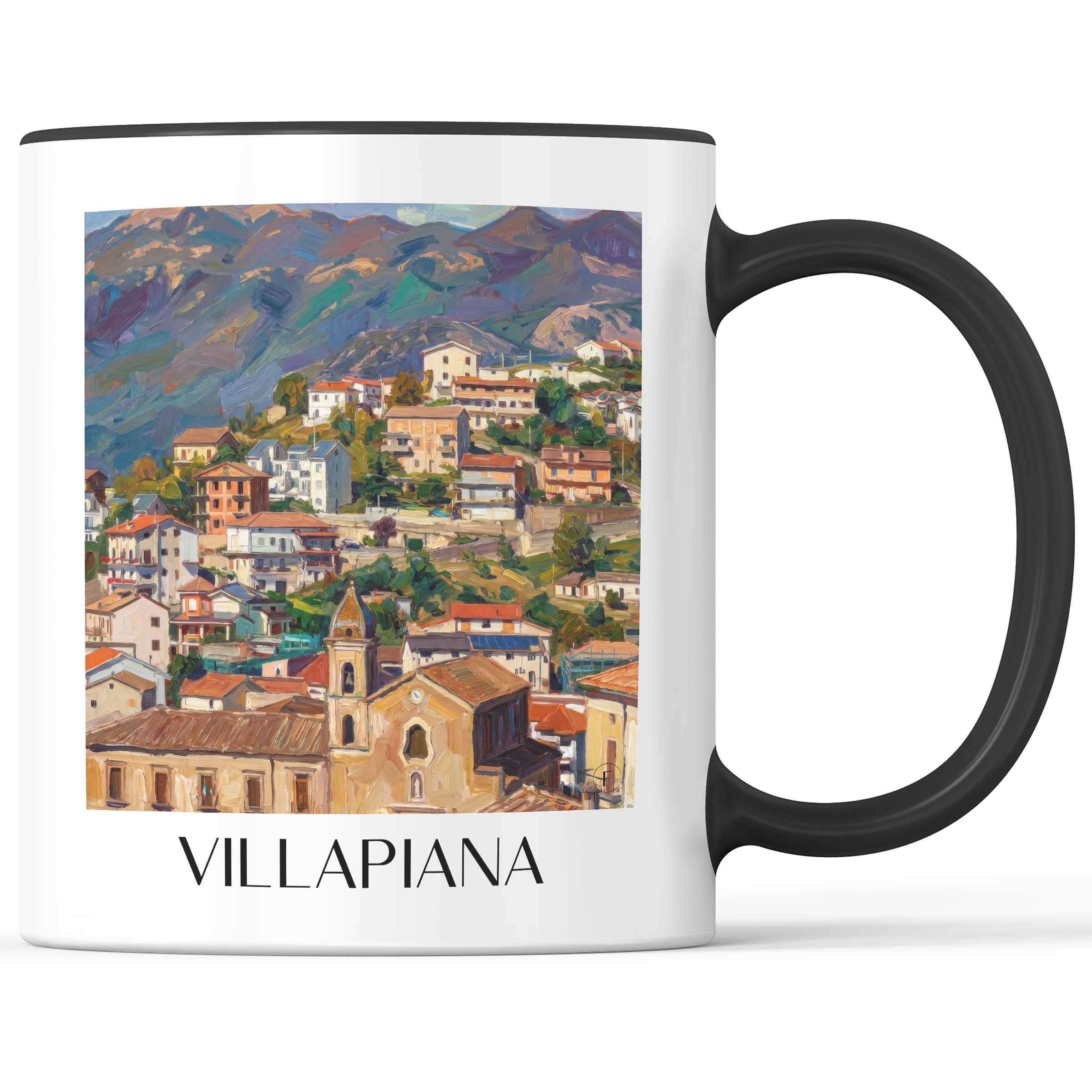 Villapiana Kaffeebecher - Kalabrien - Italien Becher - Kaffeetasse im Ölgemälde Stil