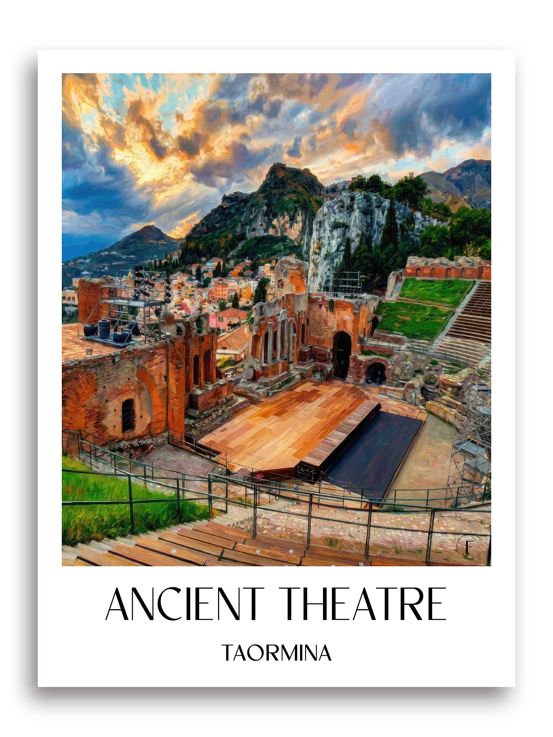 Antikes Theater Poster - Taormina - Italien Kunstdruck - Ölgemälde von A4 bis A1