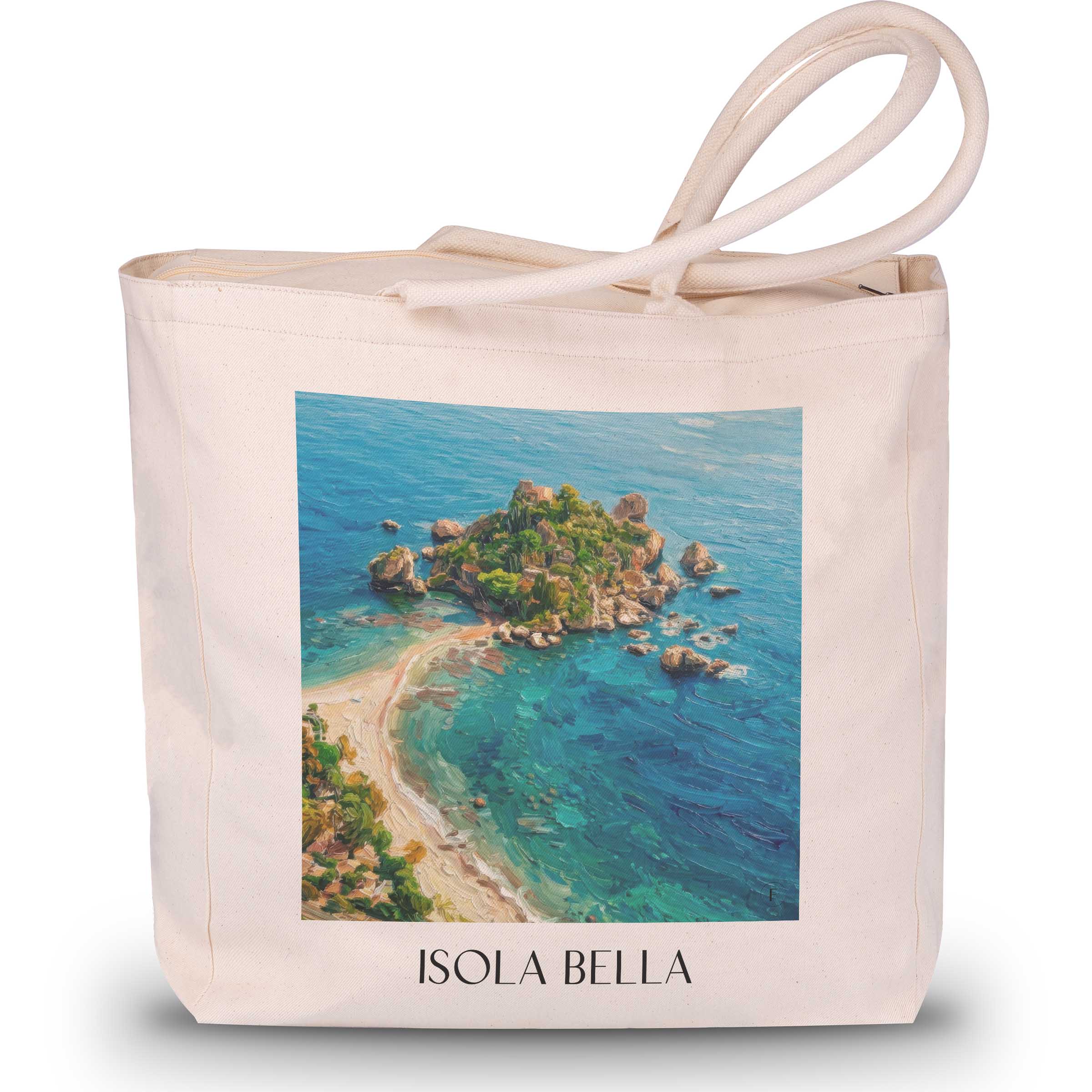 Isola Bella Shopping Tasche - Taormina - Italien Tote Bag - Einkaufstasche im Ölgemälde Stil