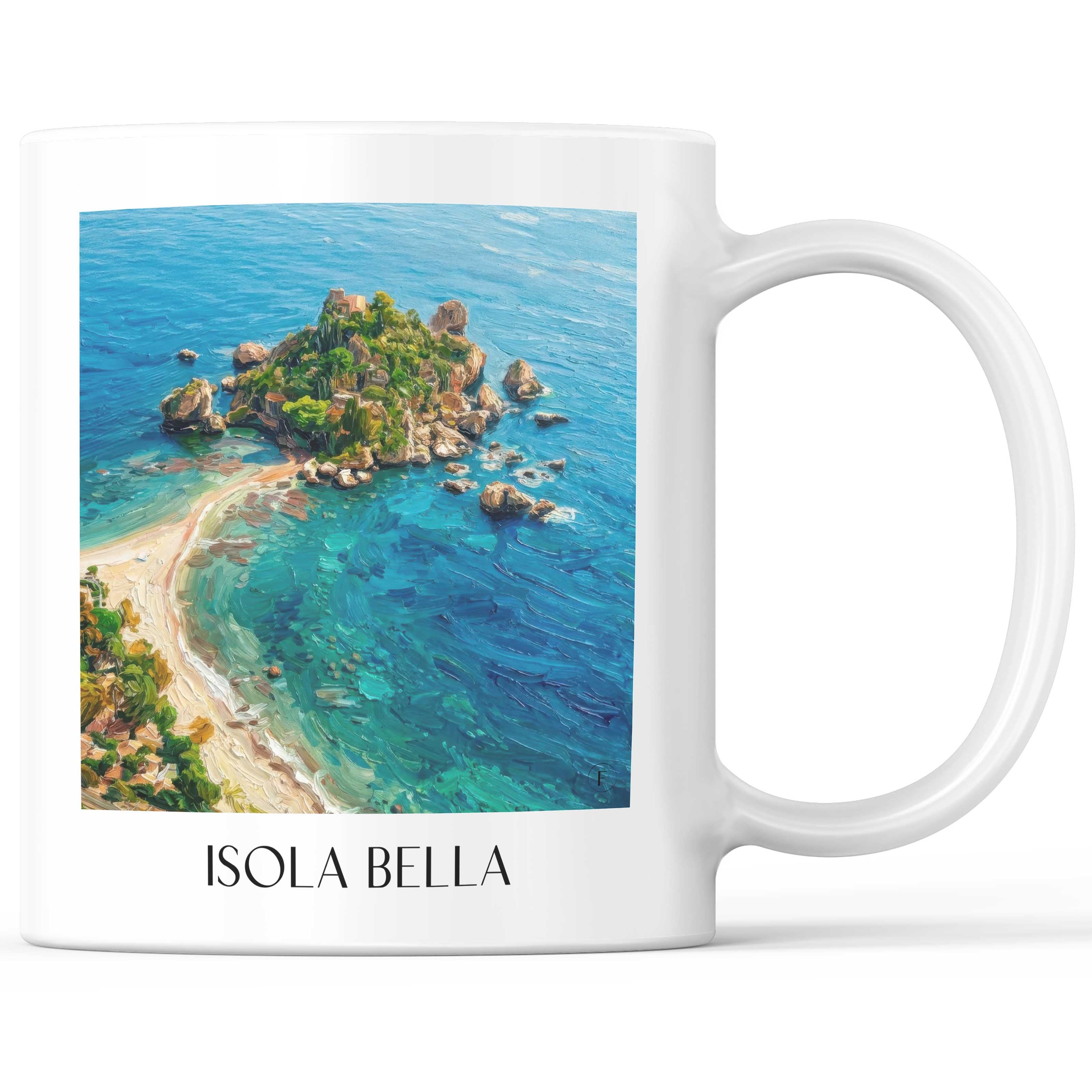 Isola Bella Kaffeebecher - Taormina - Italien Becher - Kaffeetasse im Ölgemälde Stil