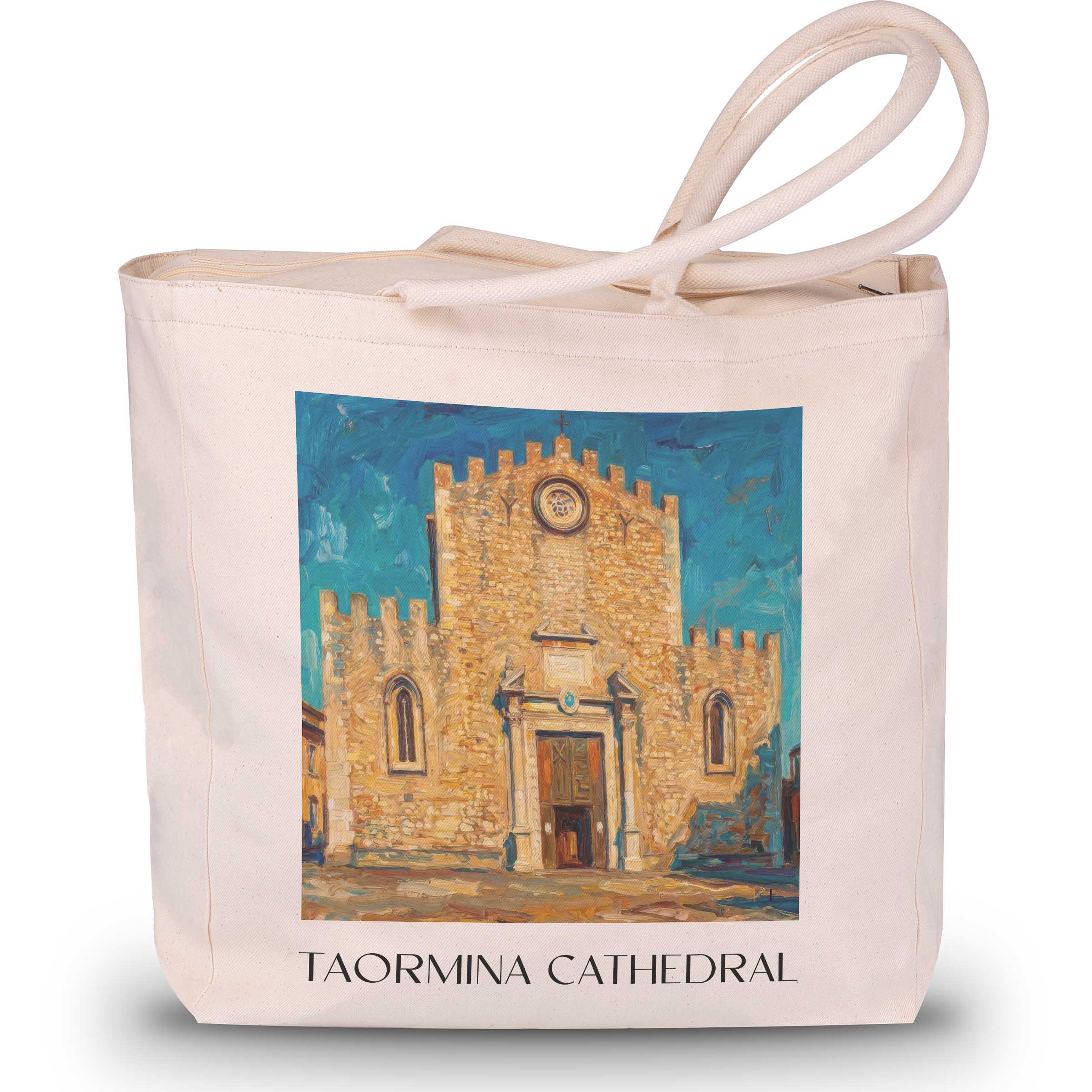 Duomo di Taormina Shopping Tasche - Sizilien - Italien Tote Bag - Einkaufstasche im Ölgemälde Stil