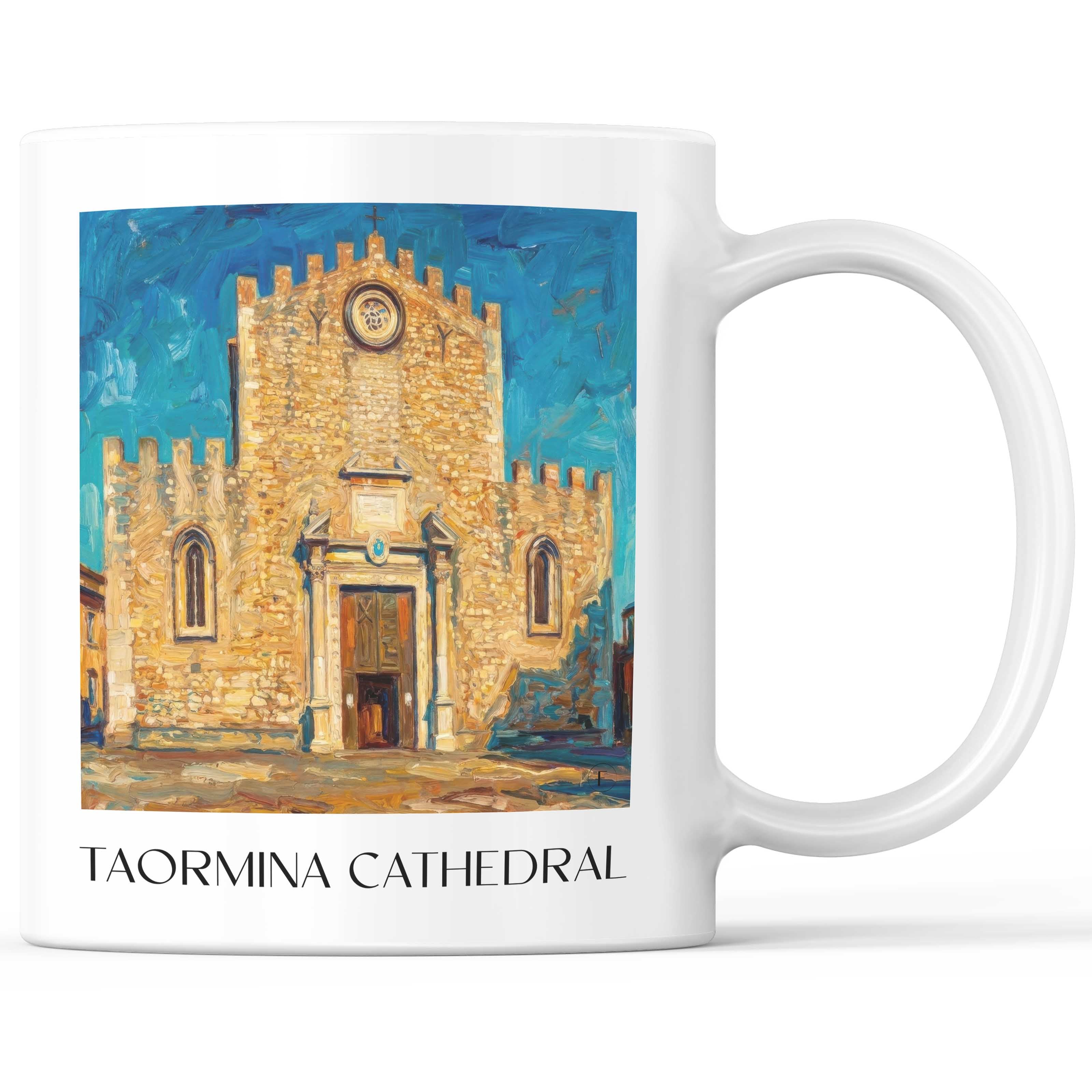 Duomo di Taormina Kaffeebecher - Sizilien - Italien Becher - Kaffeetasse im Ölgemälde Stil