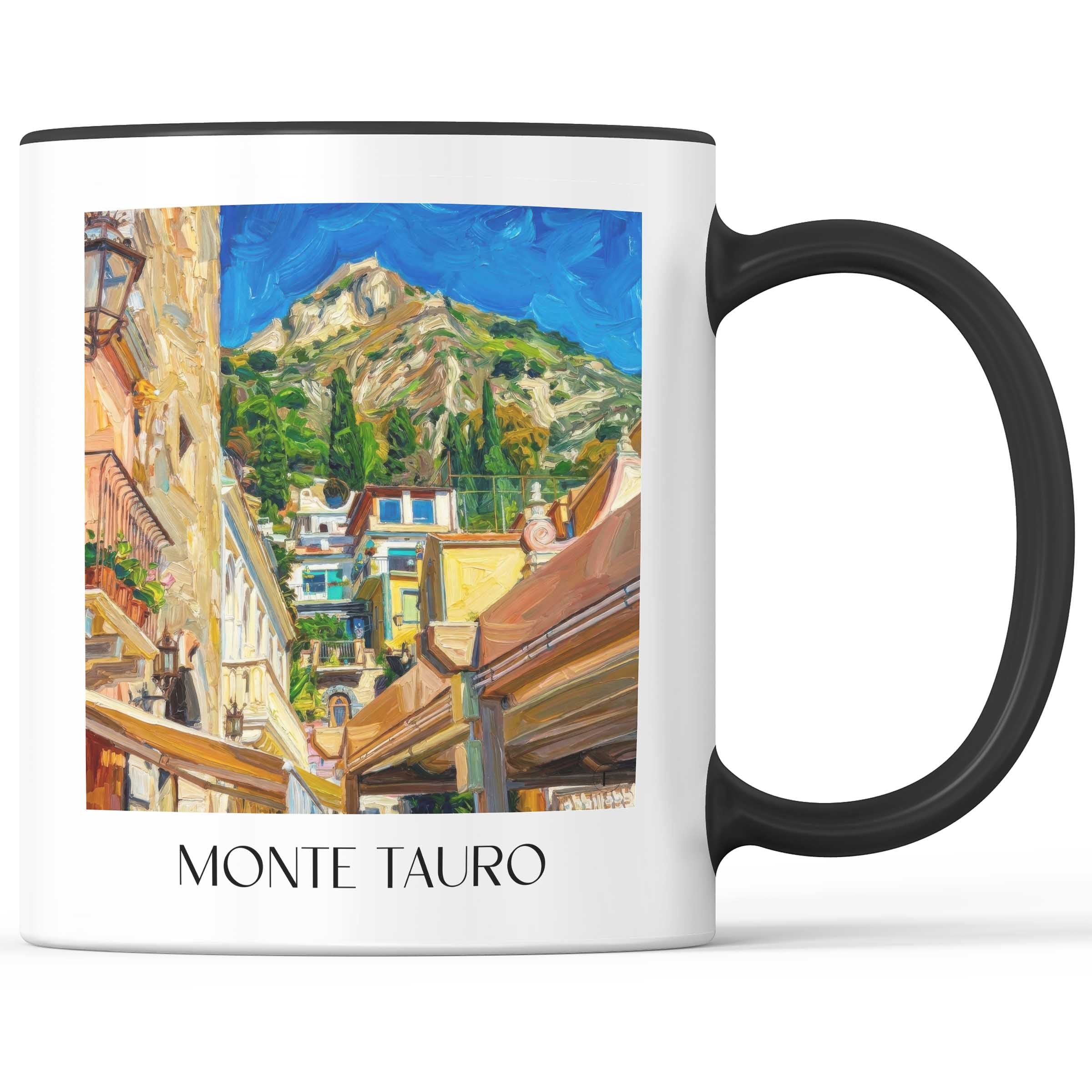 Monte Tauro Kaffeebecher - Taormina - Italien Becher - Kaffeetasse im Ölgemälde Stil