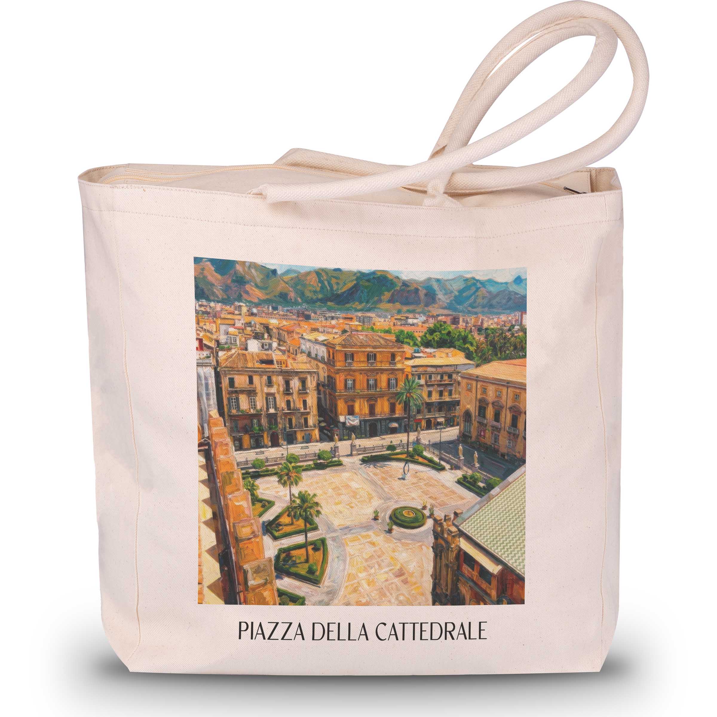 Piazza della Cattedrale Shopping Tasche - Palermo - Italien Tote Bag - Einkaufstasche im Ölgemälde Stil