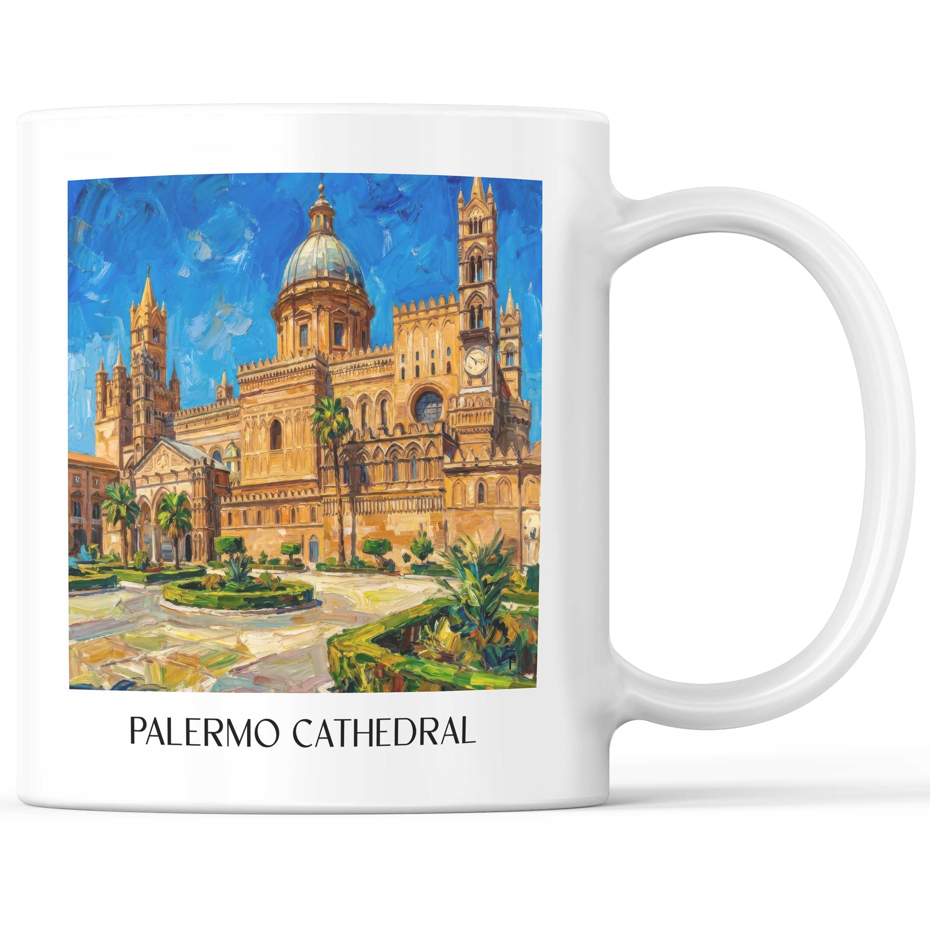 Kathedrale von Palermo Kaffeebecher - Sizilien - Italien Becher - Kaffeetasse im Ölgemälde Stil