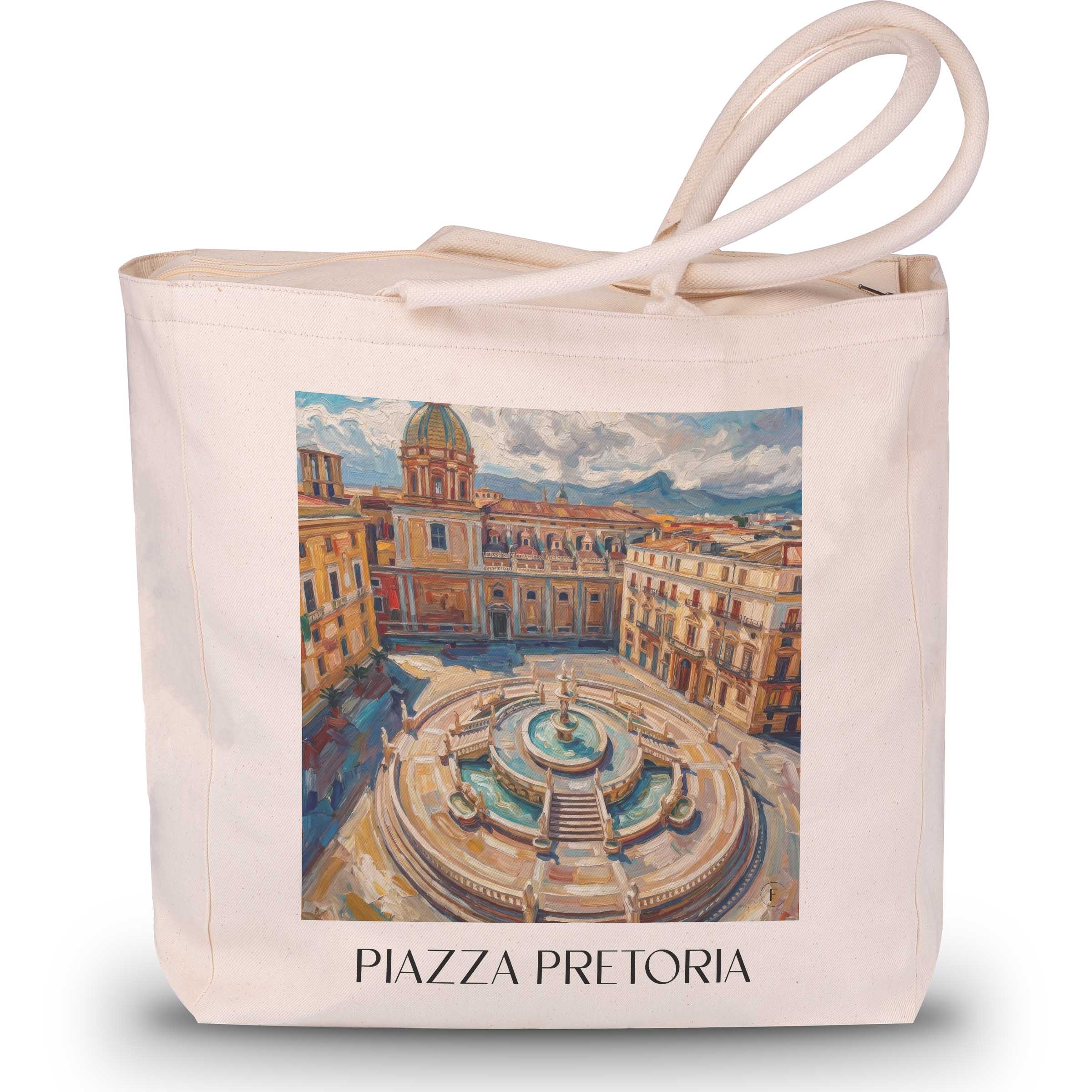 piazza-pretoria-palermo-italien-einkaufstasche-oil-painting-oelgemaelde