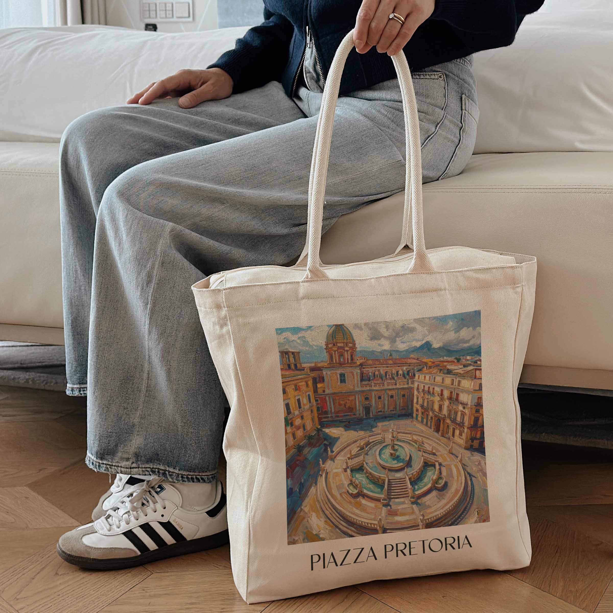 piazza-pretoria-palermo-italien-einkaufstasche-oil-painting-oelgemaelde