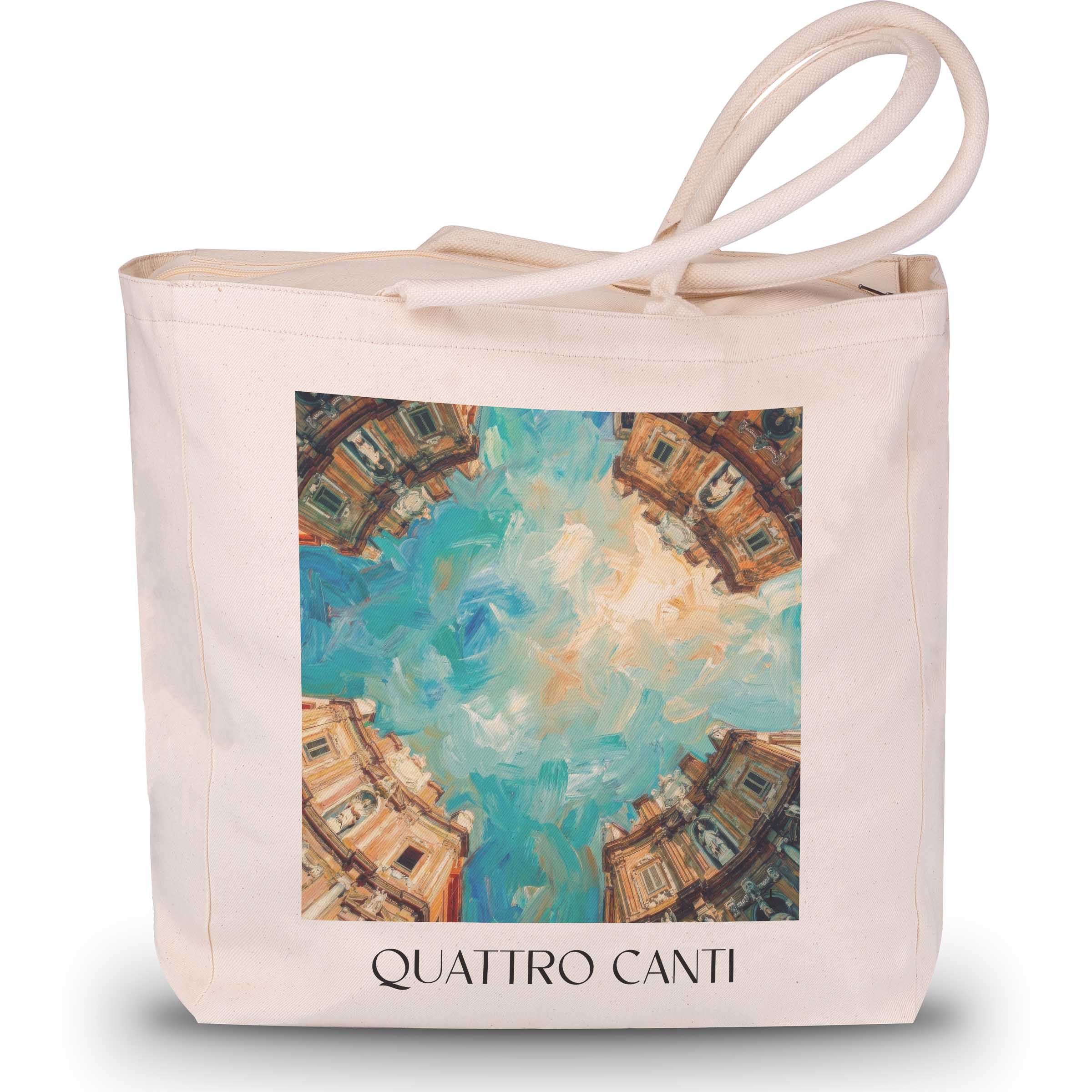 Quattro Canti Shopping Tasche - Palermo - Italien Tote Bag - Einkaufstasche im Ölgemälde Stil