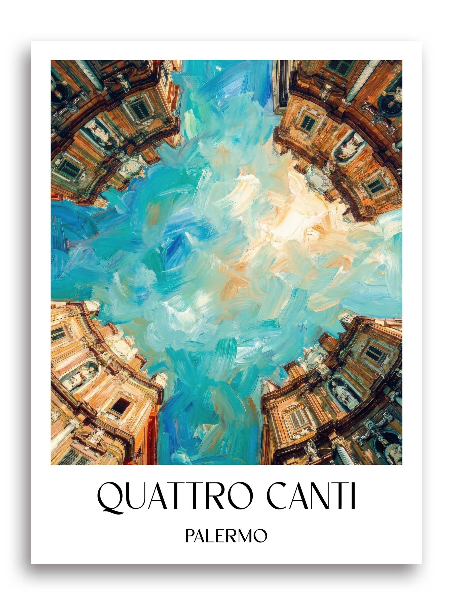 Quattro Canti Poster - Palermo - Italien Kunstdruck - Ölgemälde von A4 bis A1