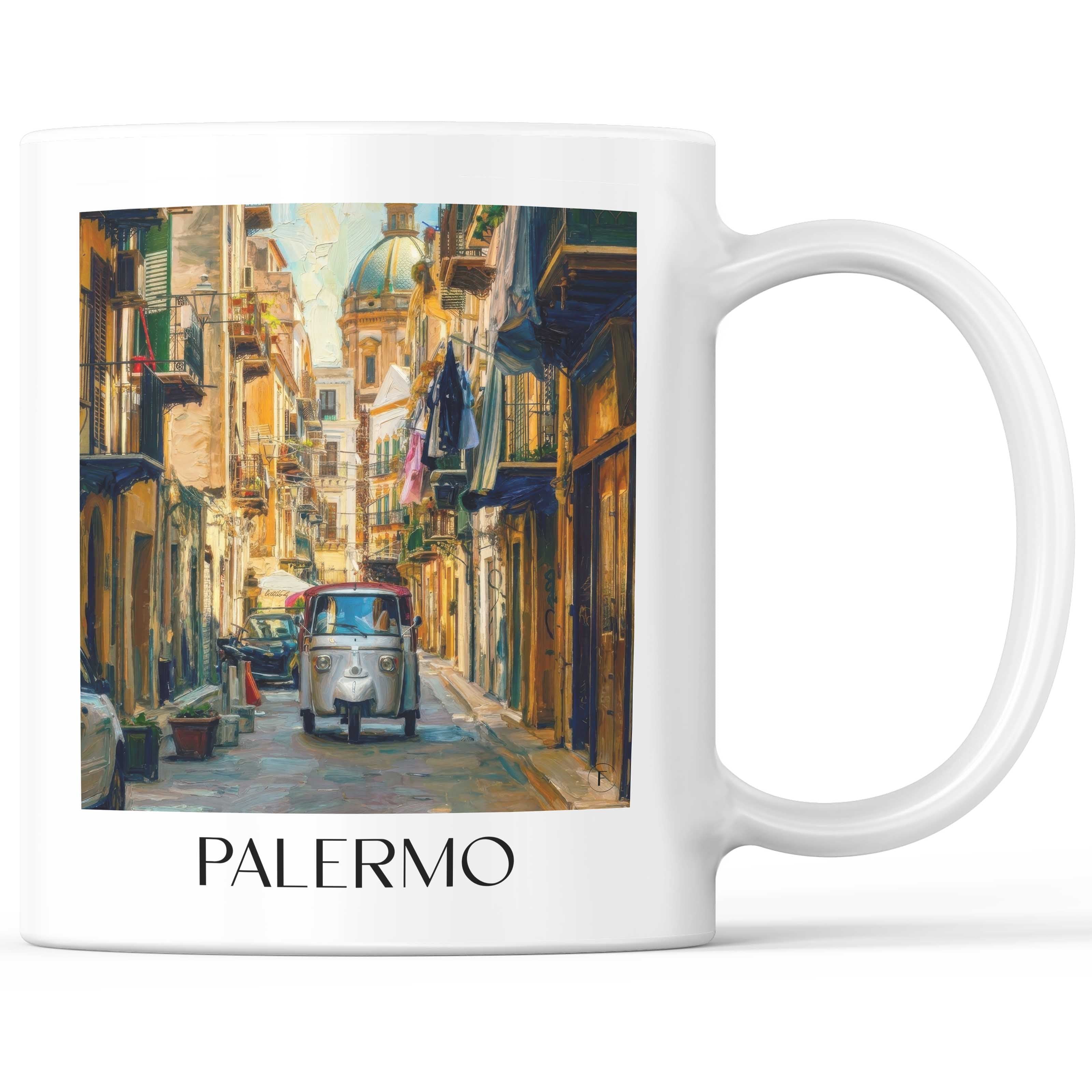 Palermo Kaffeebecher - Sizilien - Italien Becher - Kaffeetasse im Ölgemälde Stil