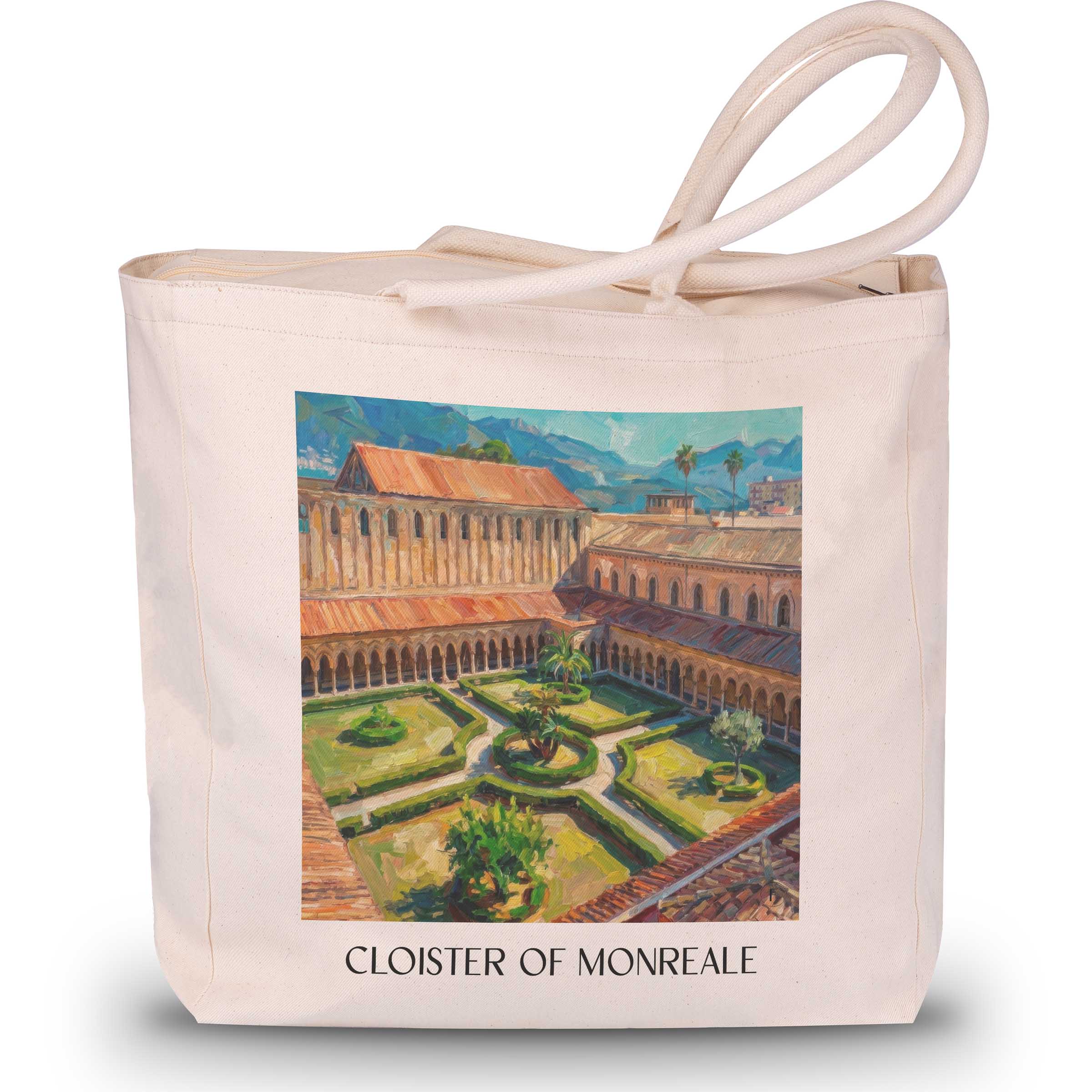 Kreuzgang von Monreale Shopping Tasche - Sizilien - Italien Tote Bag - Einkaufstasche im Ölgemälde Stil