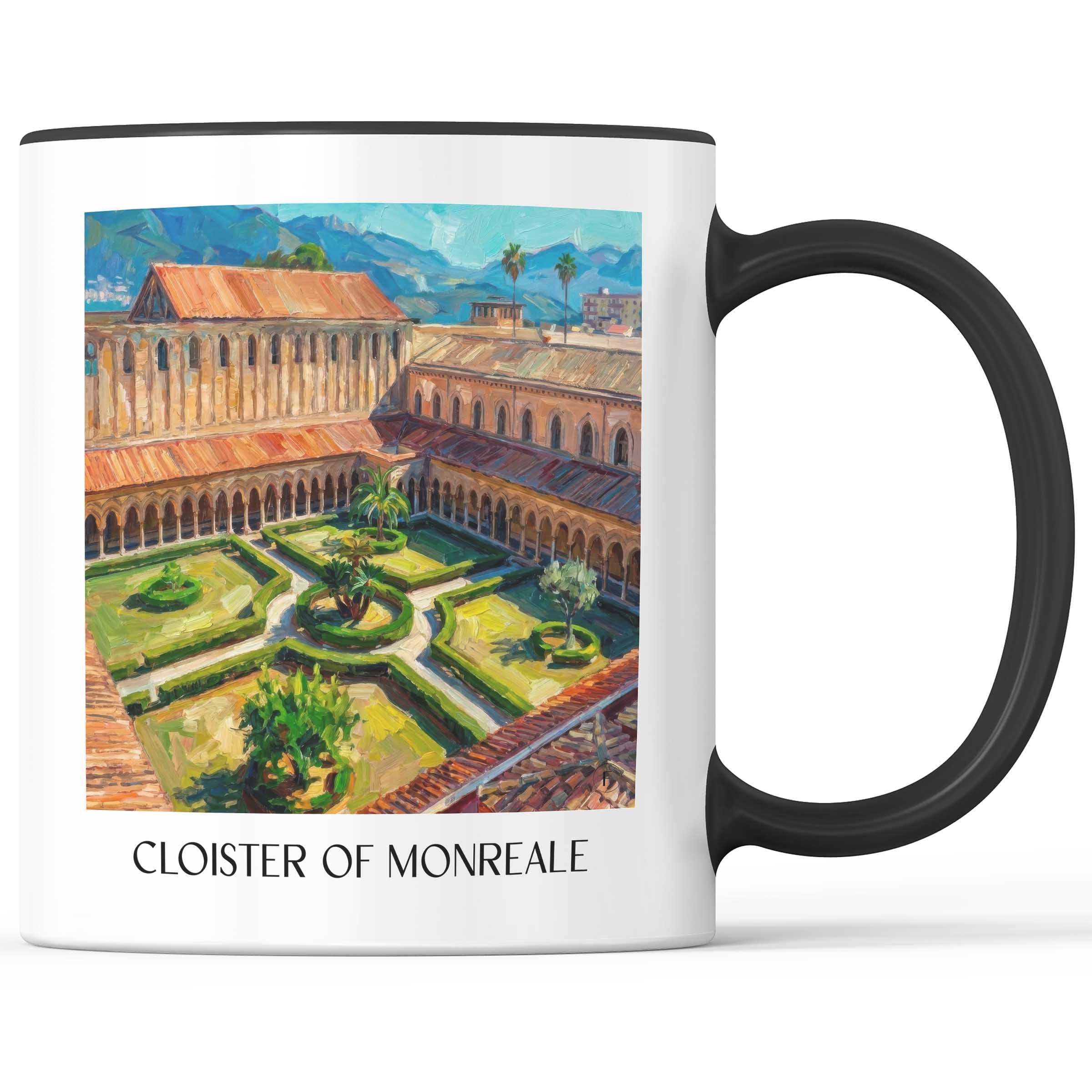 Kreuzgang von Monreale Kaffeebecher - Sizilien - Italien Becher - Kaffeetasse im Ölgemälde Stil