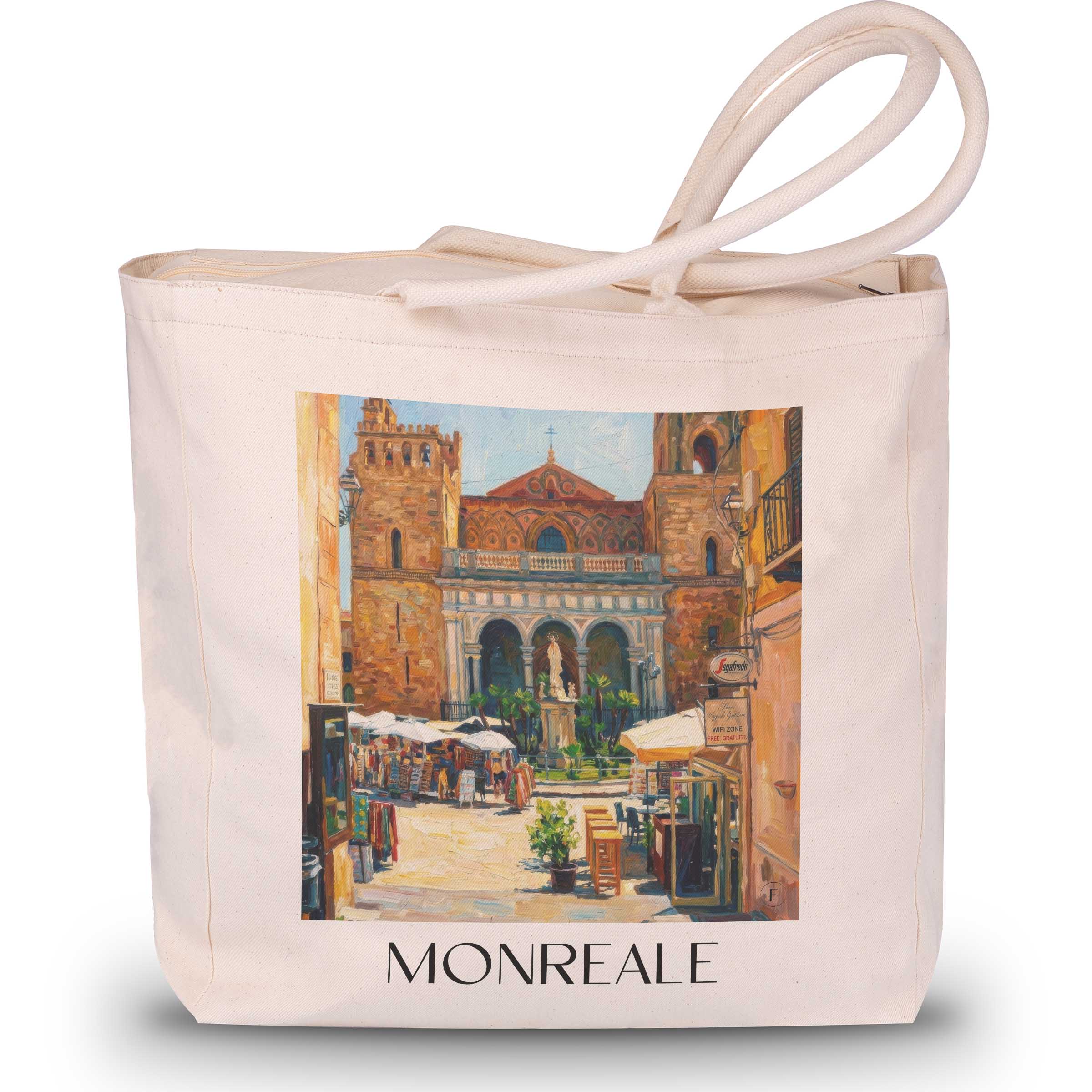 Monreale Shopping Tasche - Sizilien - Italien Tote Bag - Einkaufstasche im Ölgemälde Stil