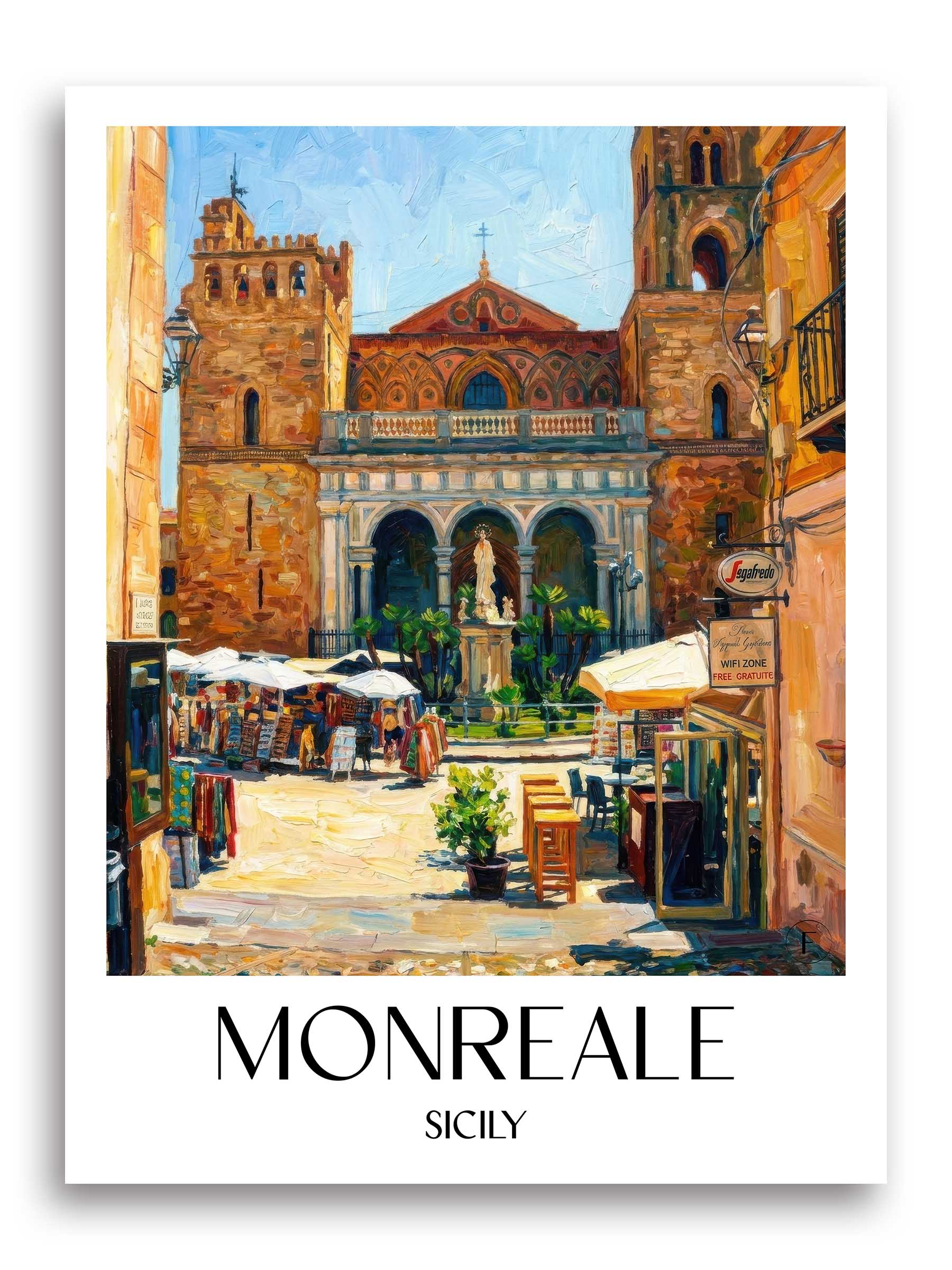 Monreale Poster - Sizilien - Italien Kunstdruck - Ölgemälde von A4 bis A1