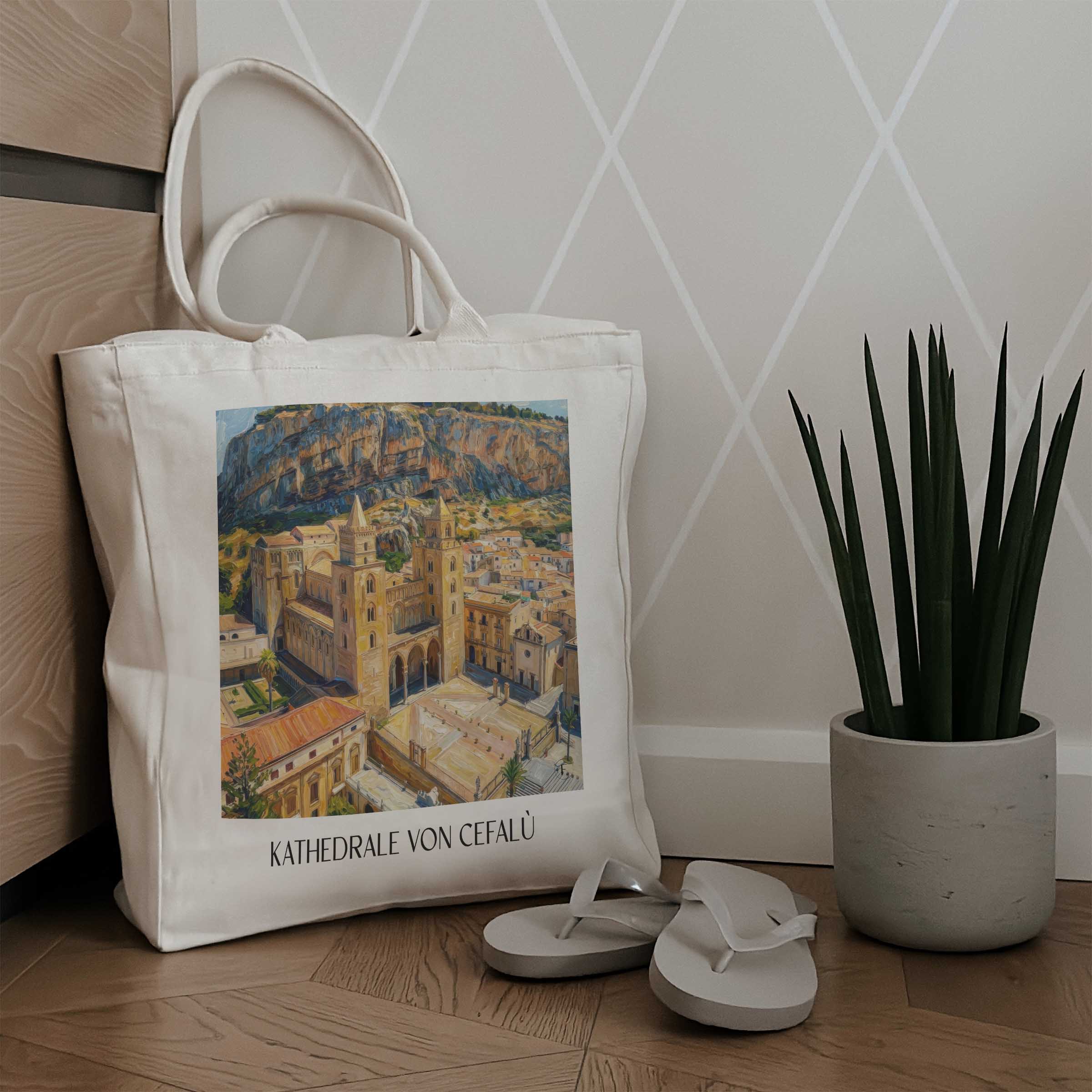 kathedrale-von-cefalù-sizilien-italien-einkaufstasche-oil-painting-oelgemaelde
