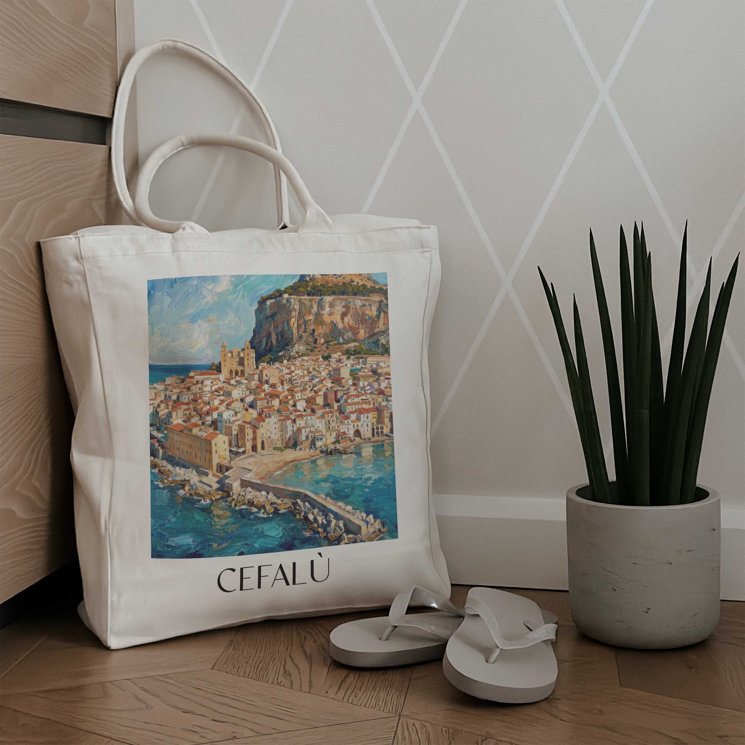 cefalù--sizilien-italien-einkaufstasche-oil-painting-oelgemaelde