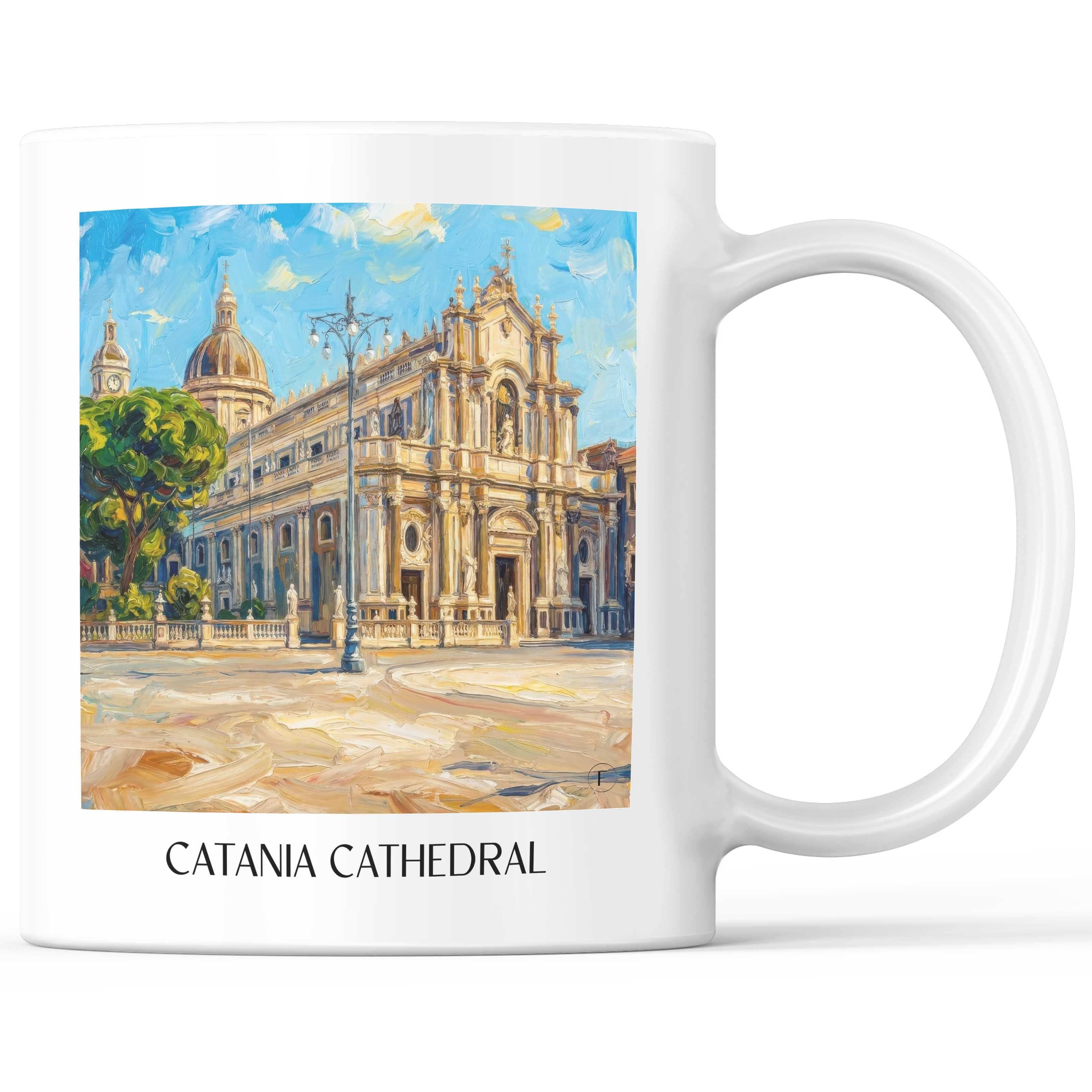 Kathedrale von Catania Kaffeebecher - Sizilien - Italien Becher - Kaffeetasse im Ölgemälde Stil