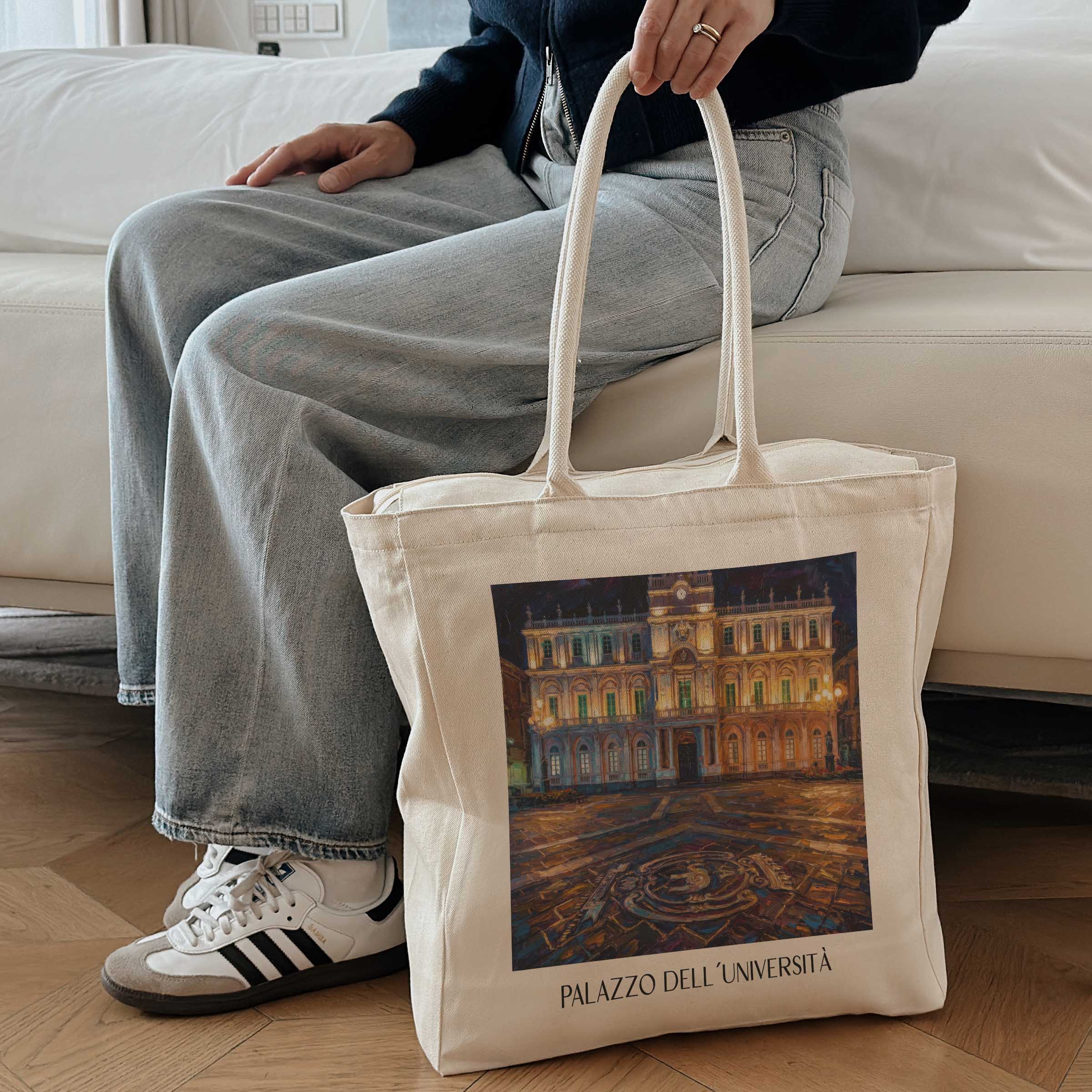 palazzo-dell´università-catania-italien-einkaufstasche-oil-painting-oelgemaelde