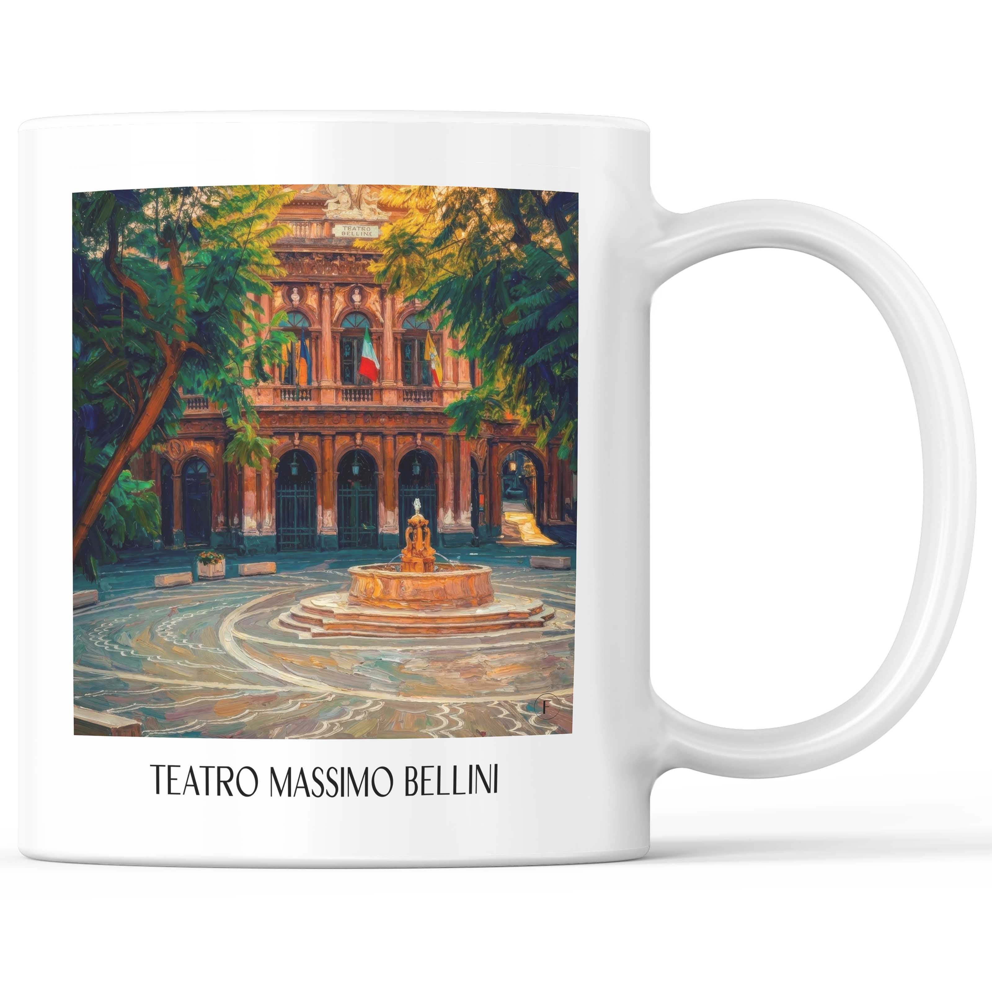Teatro Massimo Bellini Kaffeebecher - Catania - Italien Becher - Kaffeetasse im Ölgemälde Stil