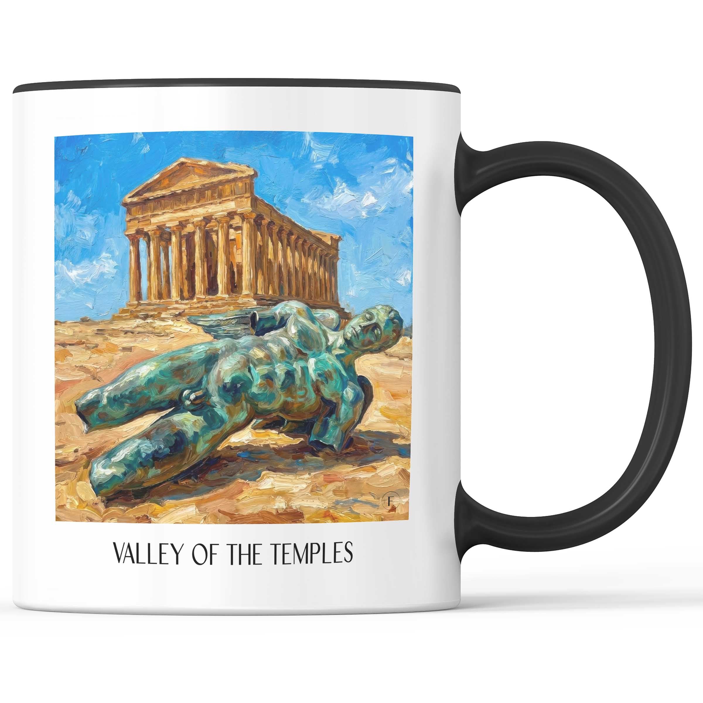 Tal der Tempel Kaffeebecher - Sizilien - Italien Becher - Kaffeetasse im Ölgemälde Stil