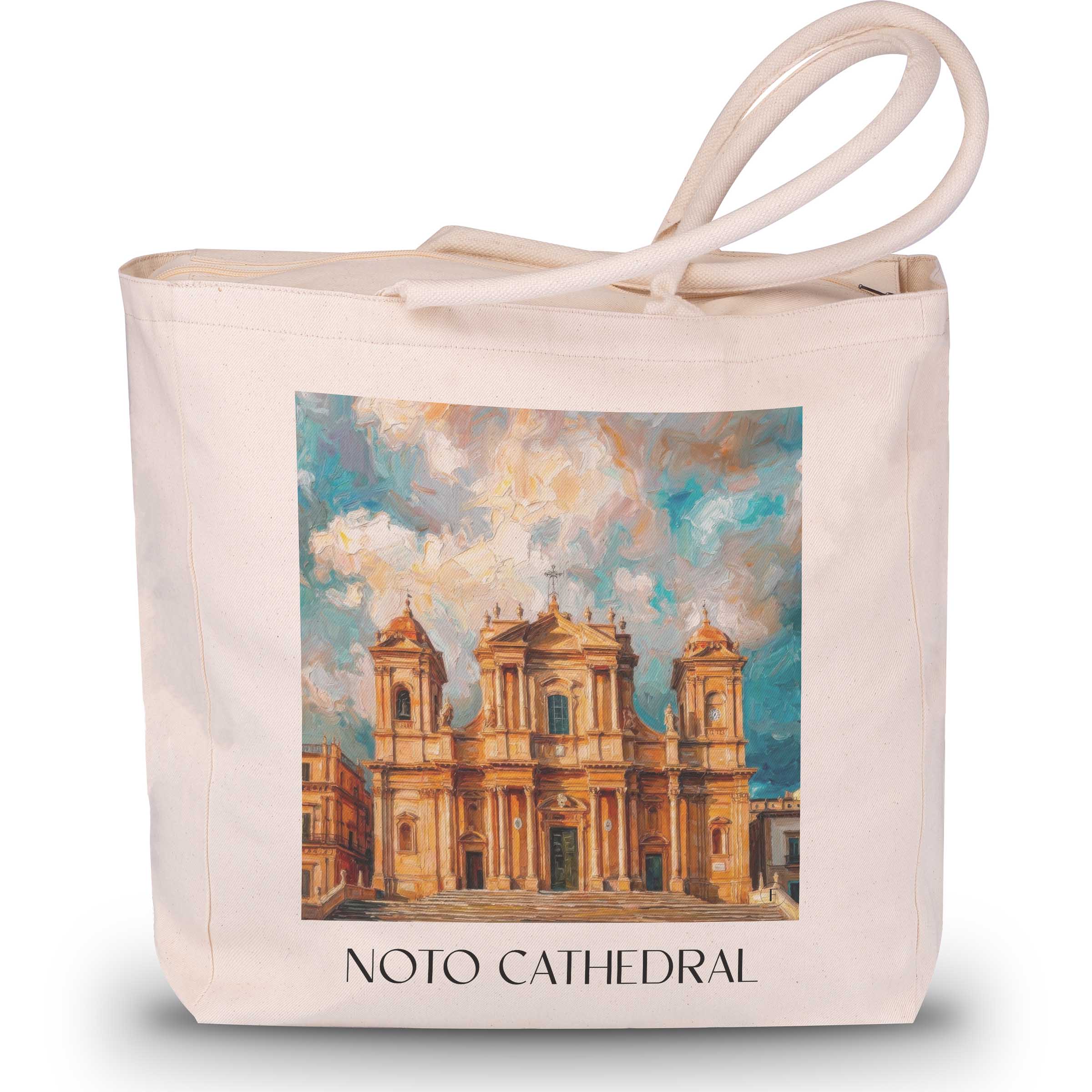 Kathedrale von Noto Shopping Tasche - Sizilien - Italien Tote Bag - Einkaufstasche im Ölgemälde Stil
