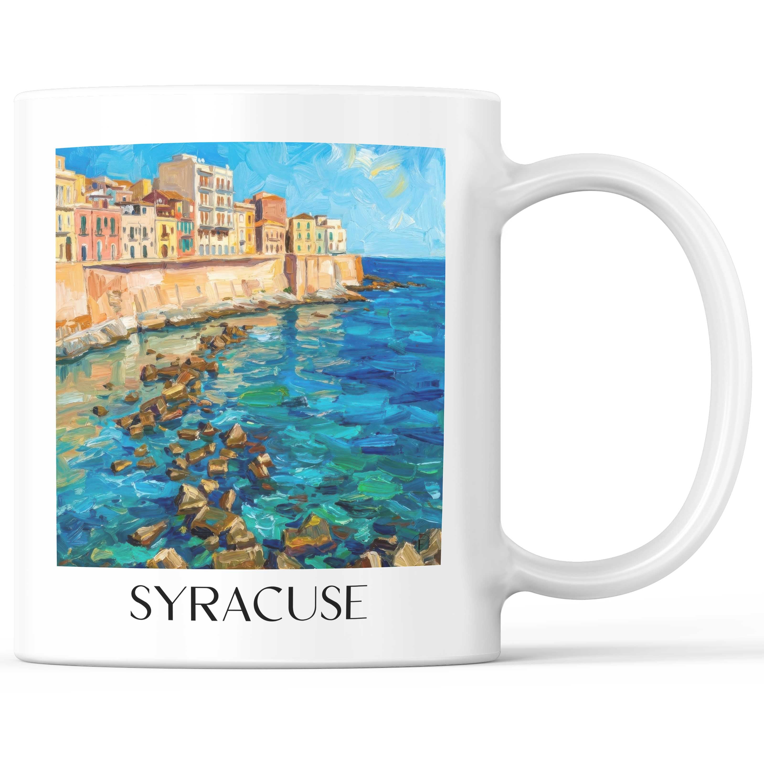 Syrakus Kaffeebecher - Sizilien - Italien Becher - Kaffeetasse im Ölgemälde Stil