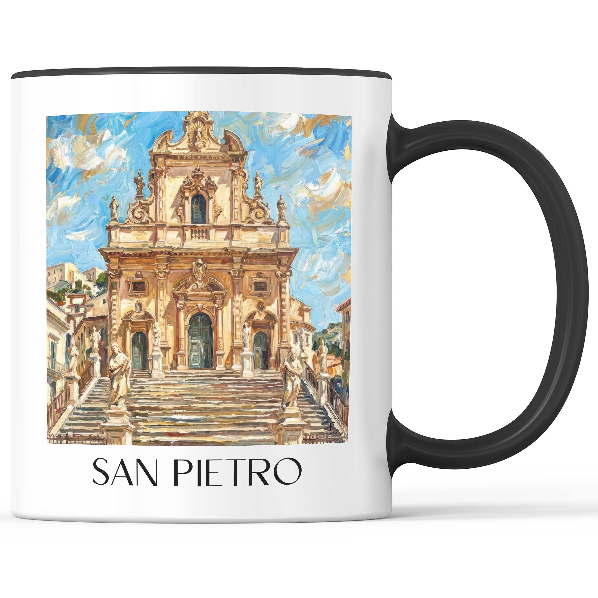 San Pietro Kaffeebecher - Modica - Italien Becher - Kaffeetasse im Ölgemälde Stil