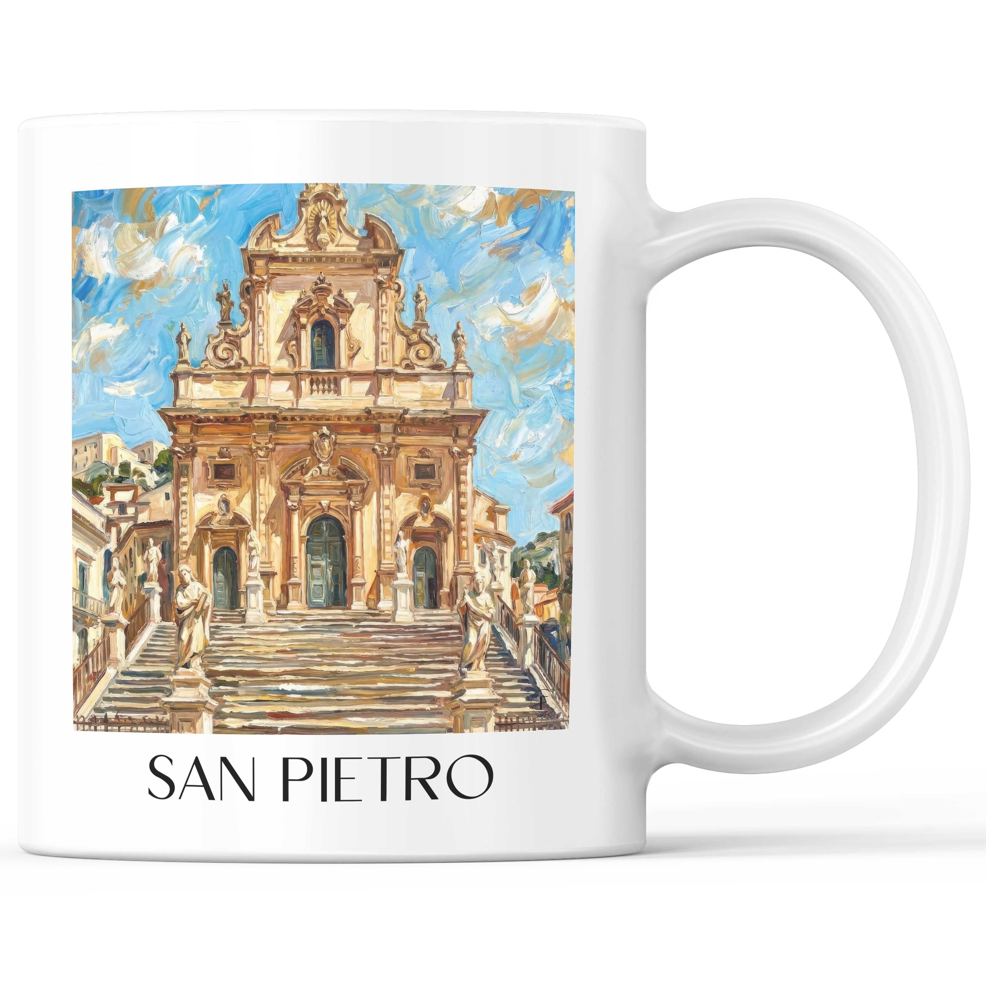 San Pietro Kaffeebecher - Modica - Italien Becher - Kaffeetasse im Ölgemälde Stil