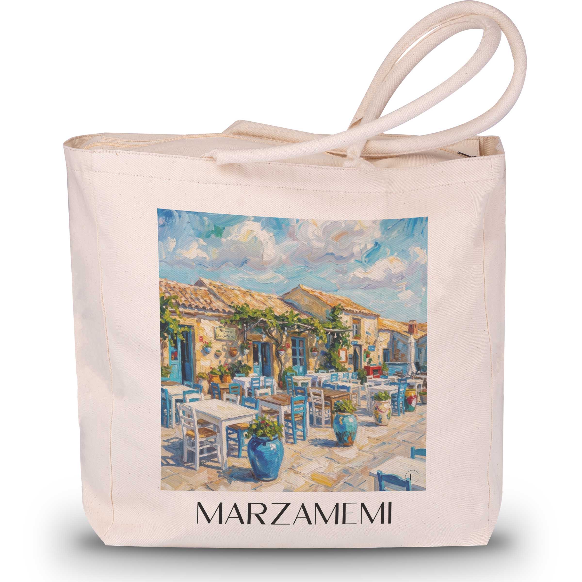 Marzamemi Shopping Tasche - Sizilien - Italien Tote Bag - Einkaufstasche im Ölgemälde Stil