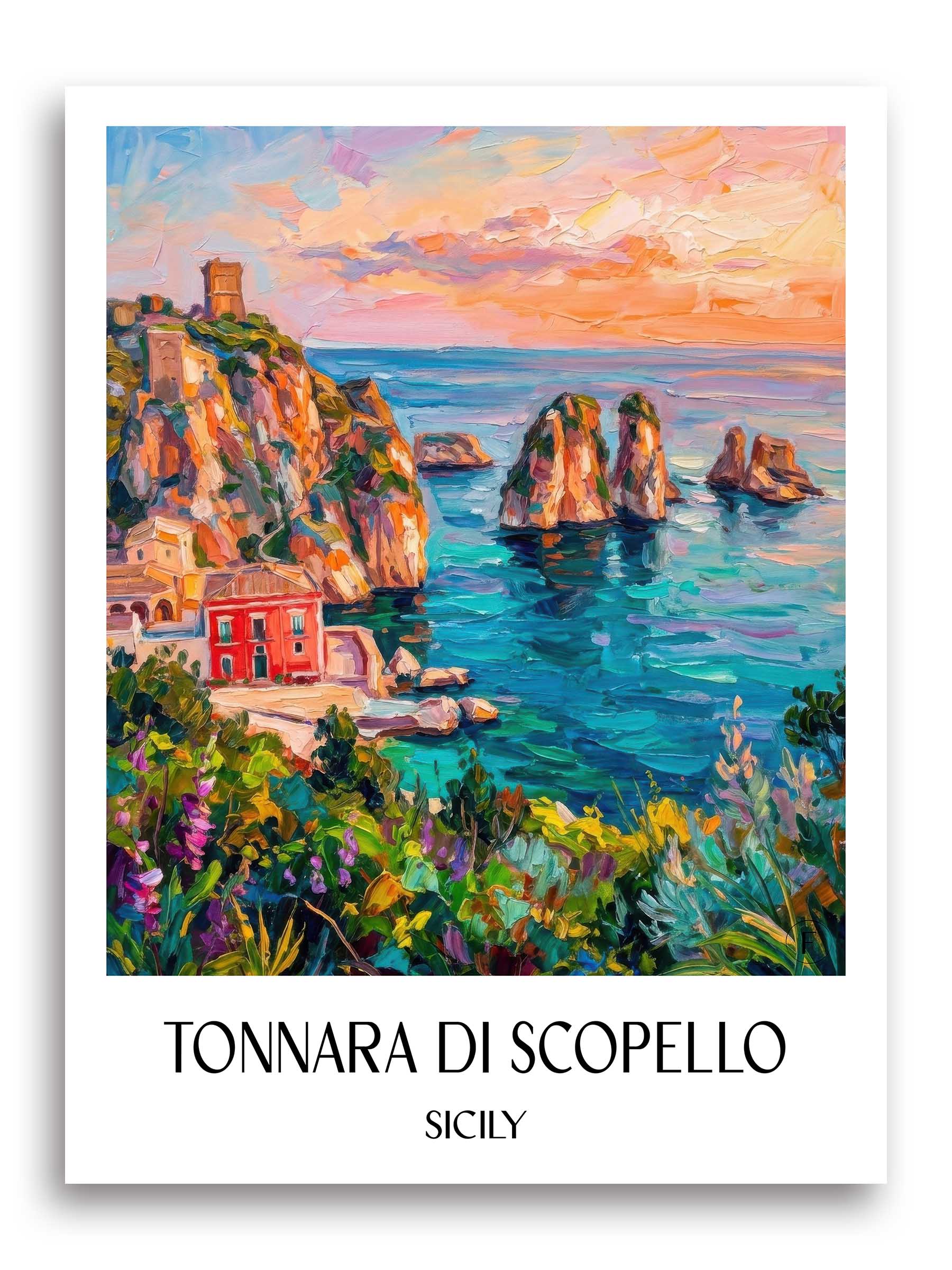Tonnara di Scopello Poster - Sizilien - Italien Kunstdruck - Ölgemälde von A4 bis A1