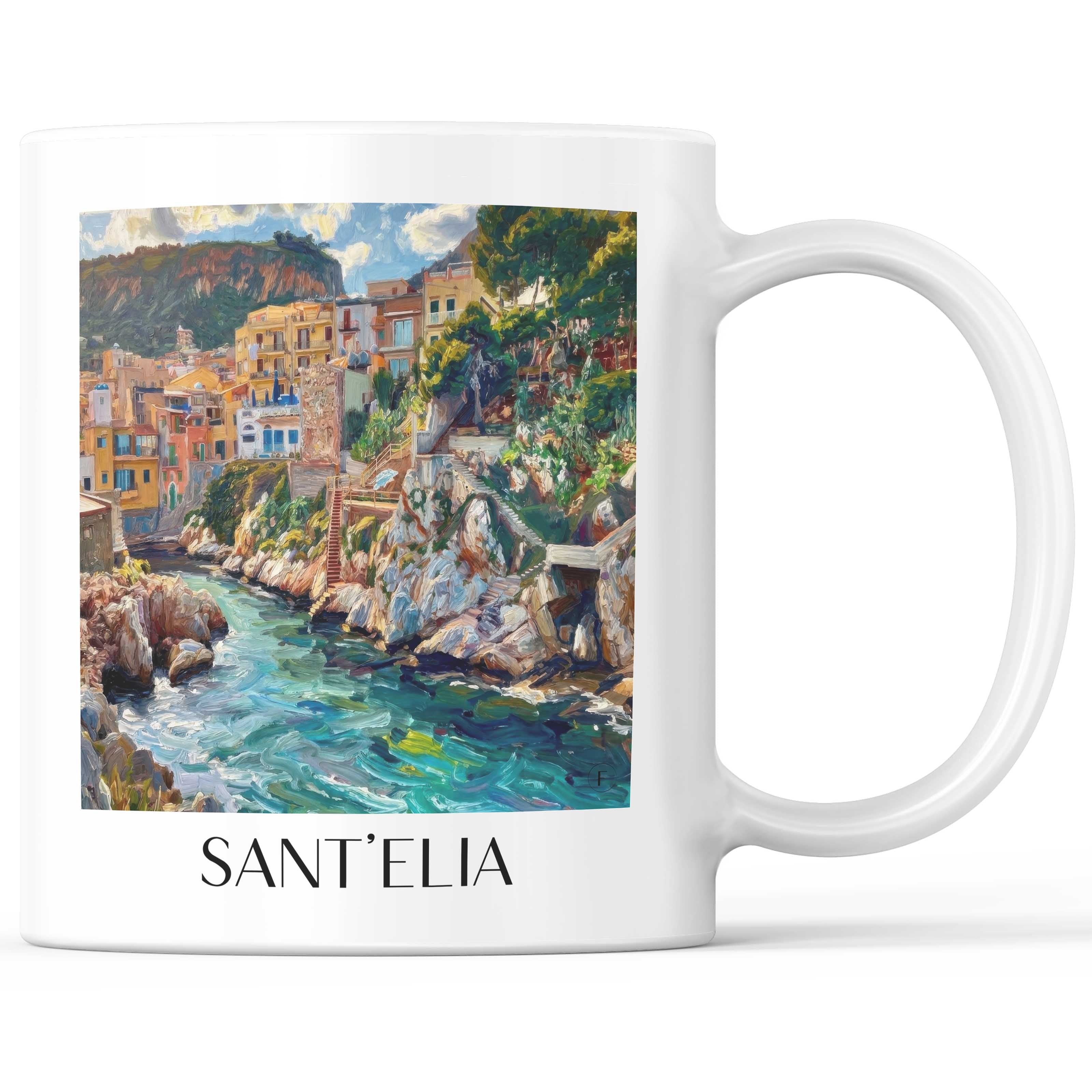 Sant´Elia Kaffeebecher - Sizilien - Italien Becher - Kaffeetasse im Ölgemälde Stil
