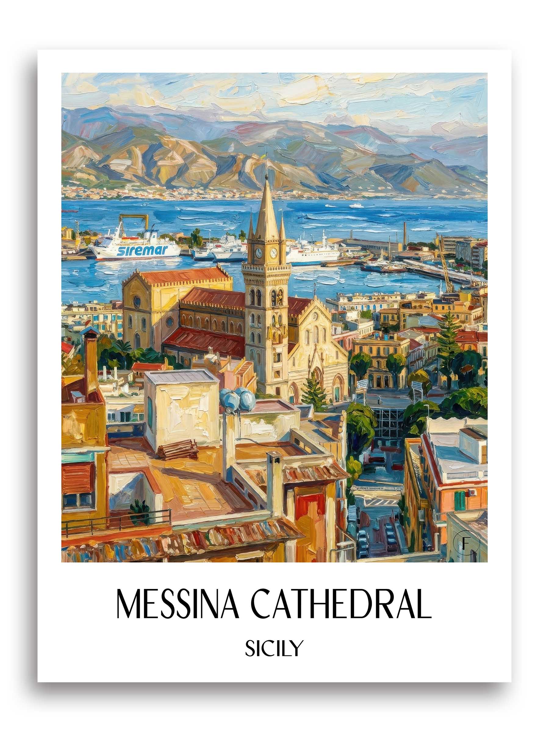 Kathedrale von Messina Poster - Sizilien - Italien Kunstdruck - Ölgemälde von A4 bis A1