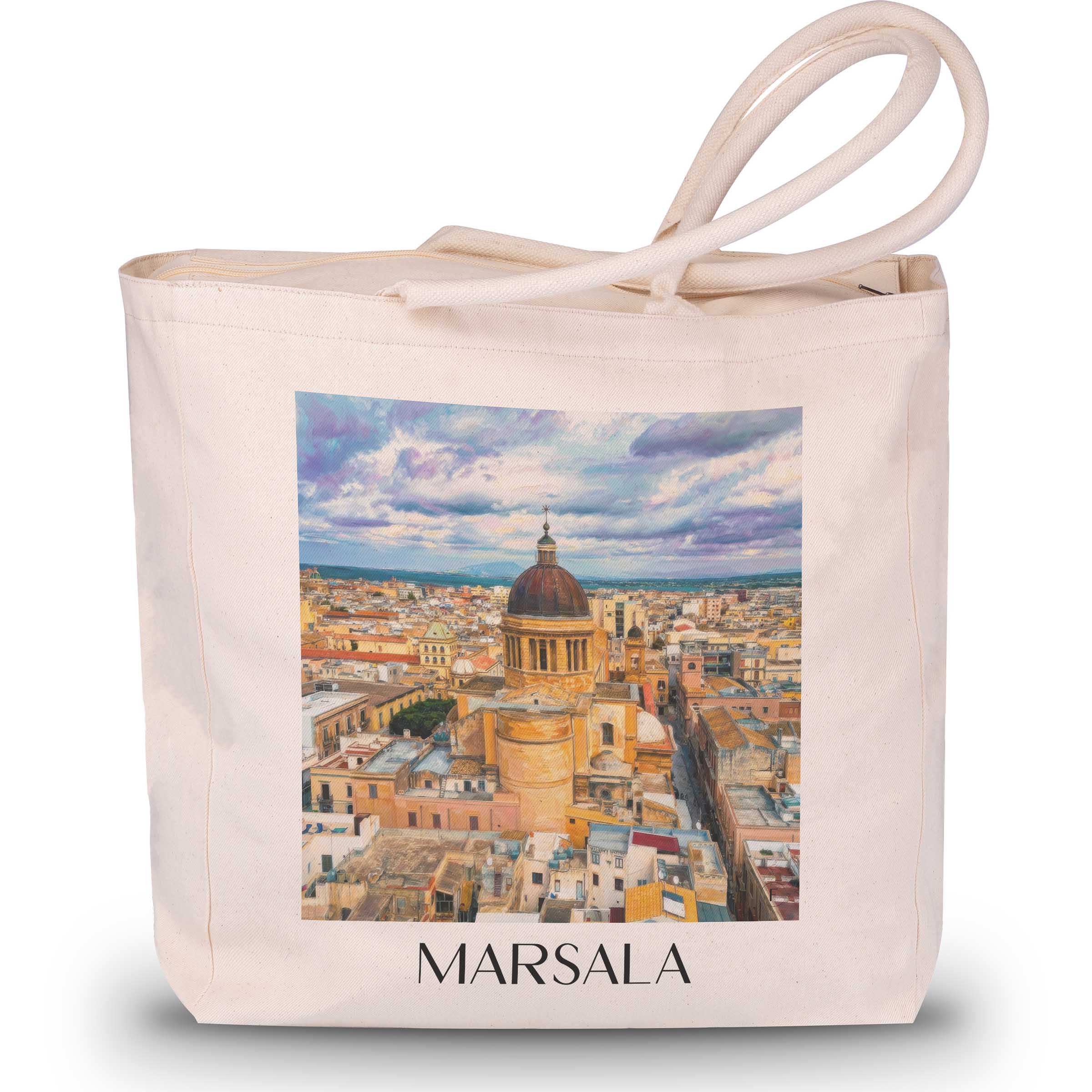 Marsala Shopping Tasche - Sizilien - Italien Tote Bag - Einkaufstasche im Ölgemälde Stil