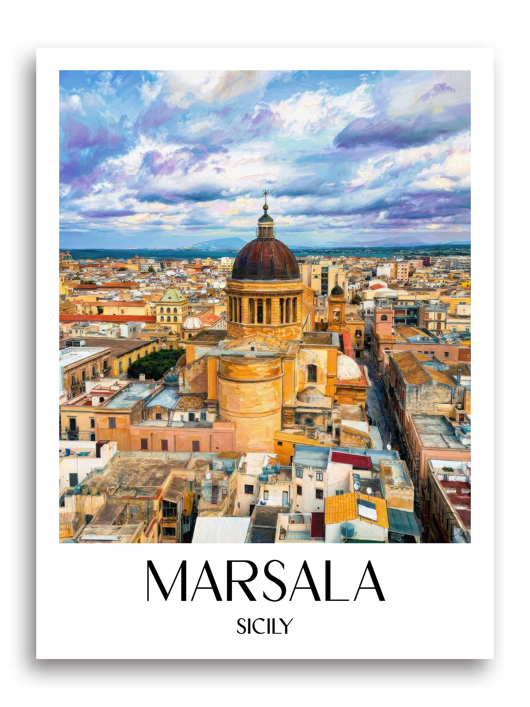 Marsala Poster - Sizilien - Italien Kunstdruck - Ölgemälde von A4 bis A1