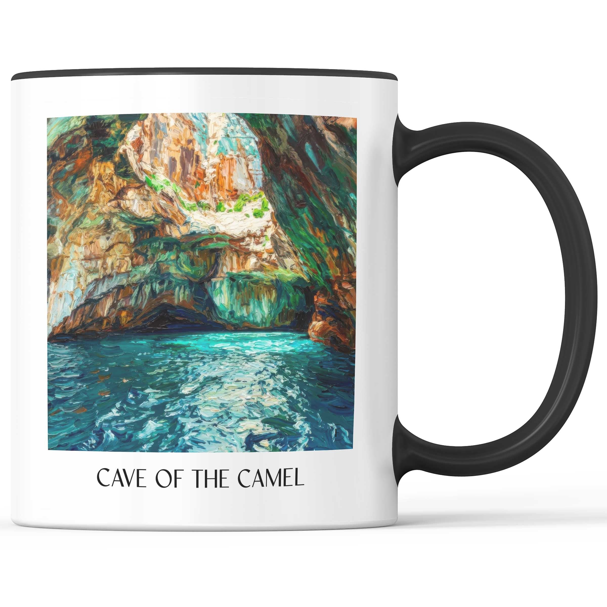 Cave of the Camel Kaffeebecher - Marettimo - Italien Becher - Kaffeetasse im Ölgemälde Stil