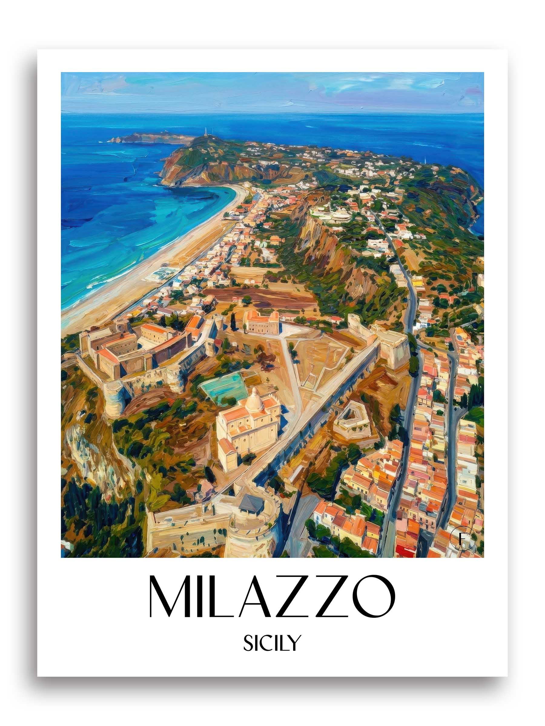 Milazzo Poster - Sizilien - Italien Kunstdruck - Ölgemälde von A4 bis A1