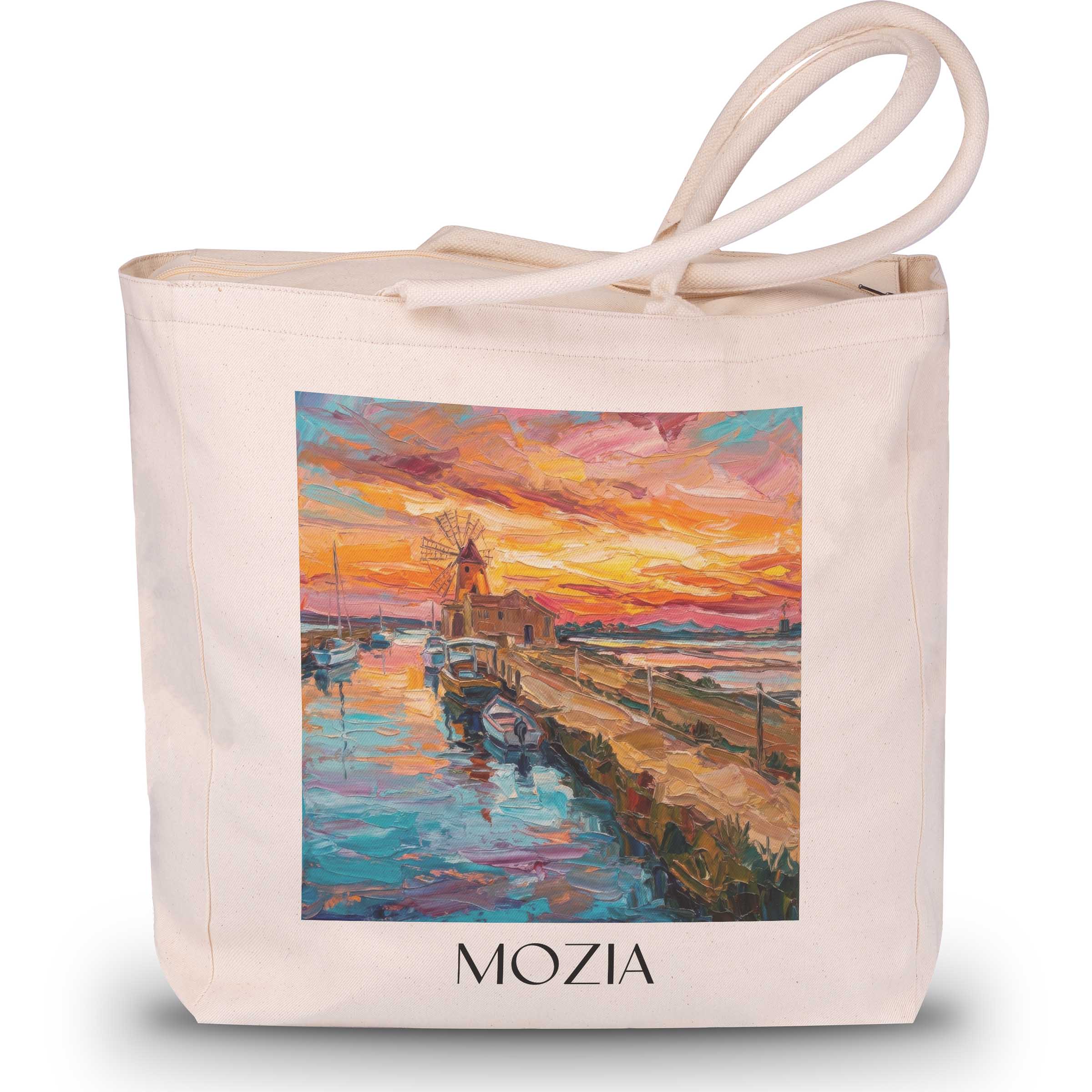 Mozia Shopping Tasche - Sizilien - Italien Tote Bag - Einkaufstasche im Ölgemälde Stil