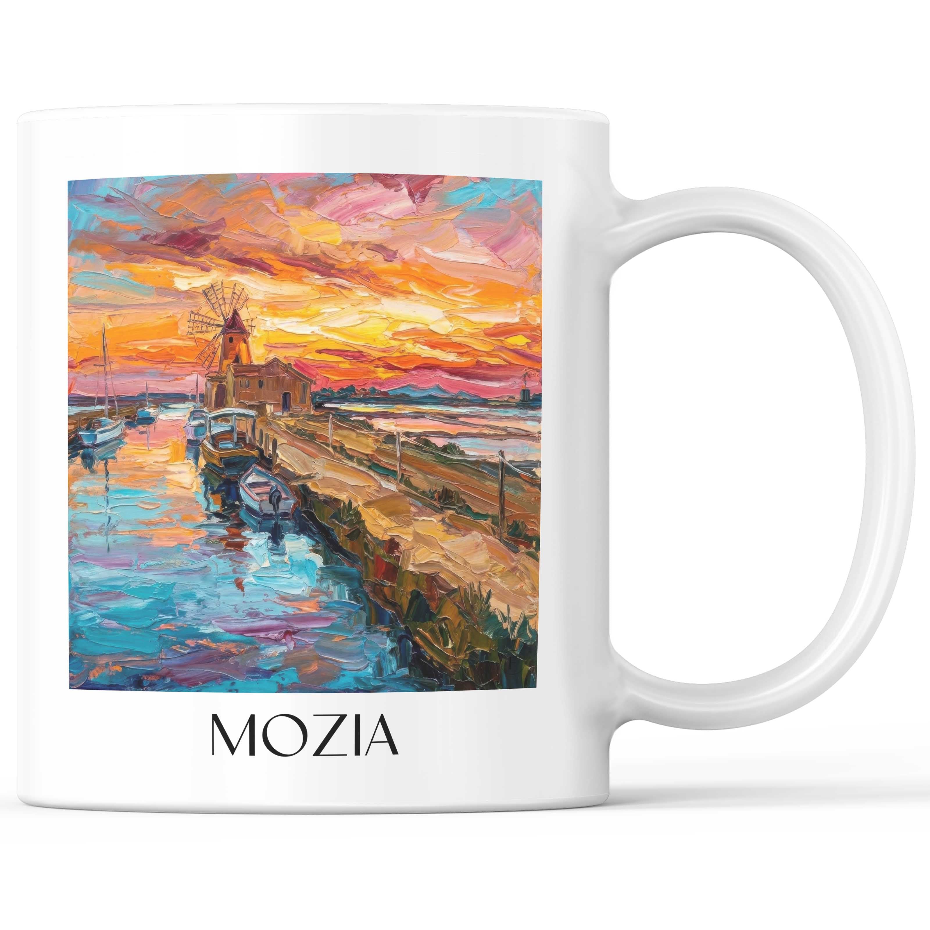 Mozia Kaffeebecher - Sizilien - Italien Becher - Kaffeetasse im Ölgemälde Stil