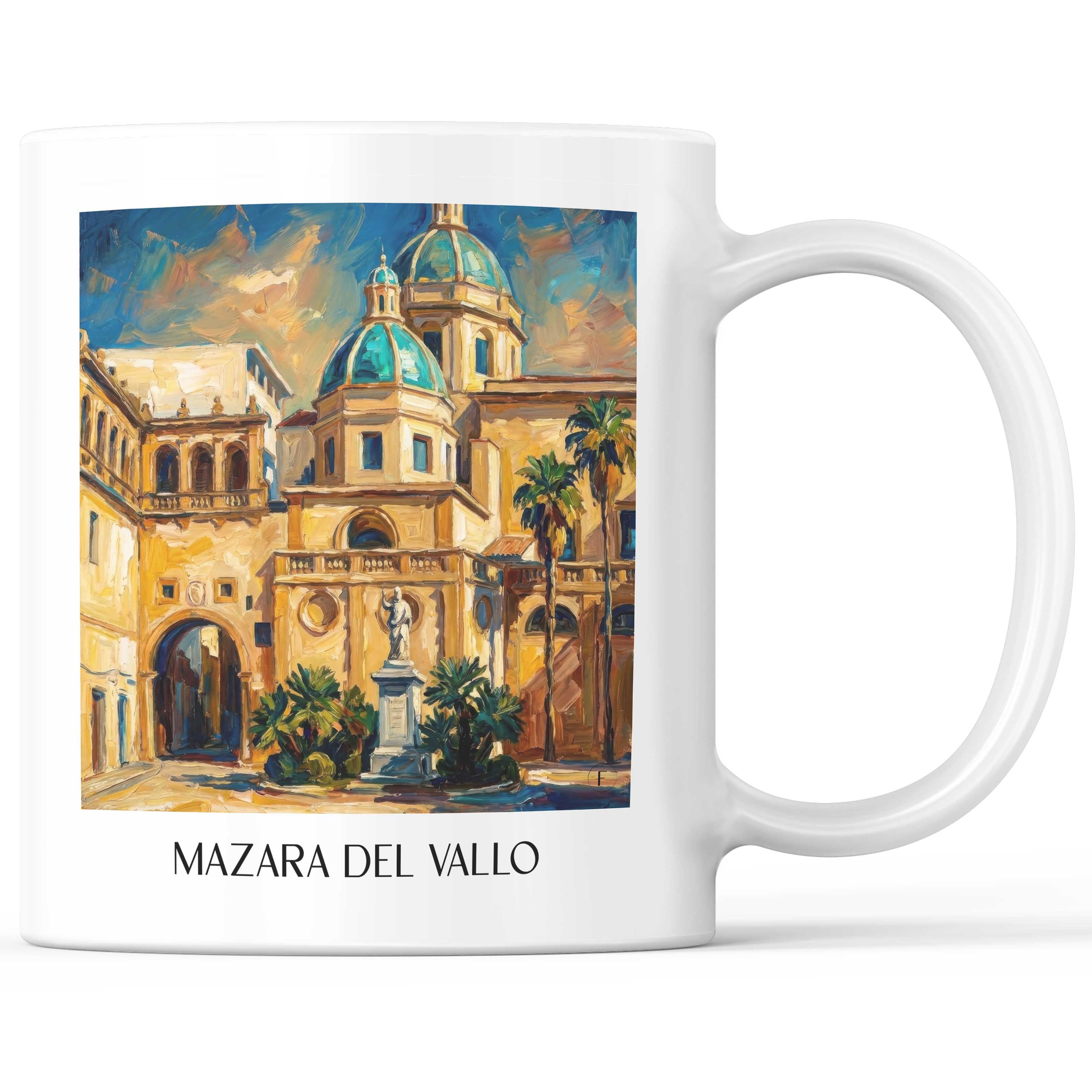 Mazara del Vallo Kaffeebecher - Sizilien - Italien Becher - Kaffeetasse im Ölgemälde Stil