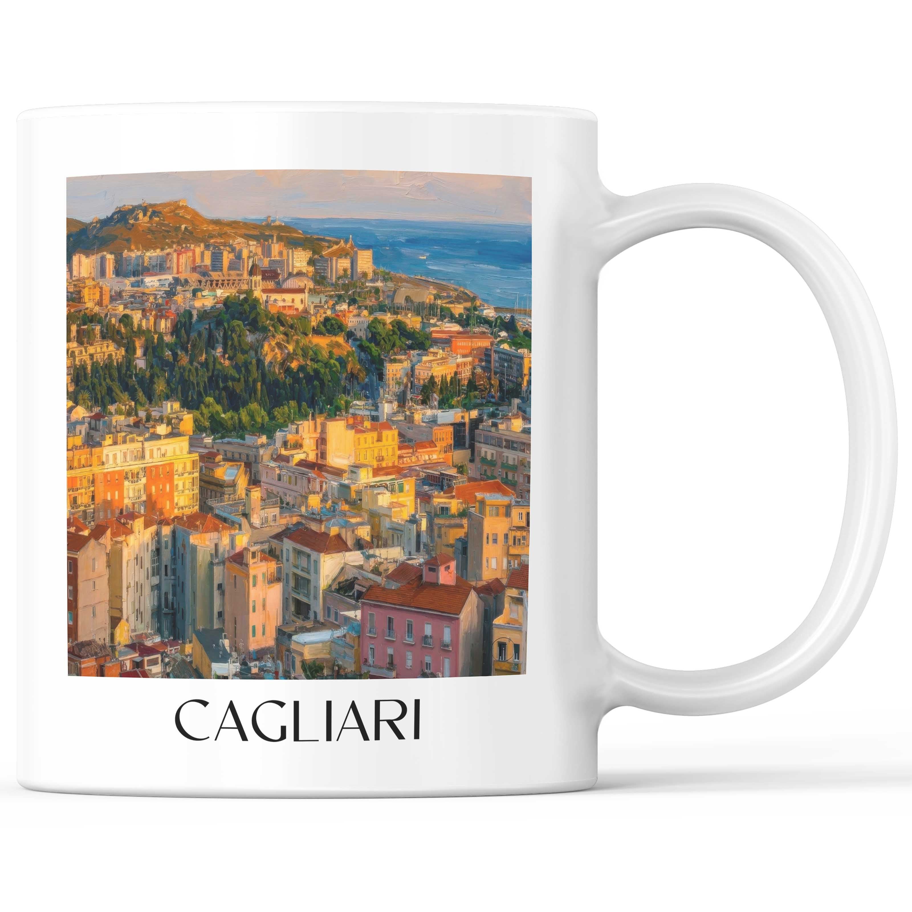 Cagliari Kaffeebecher - Sardinien - Italien Becher - Kaffeetasse im Ölgemälde Stil