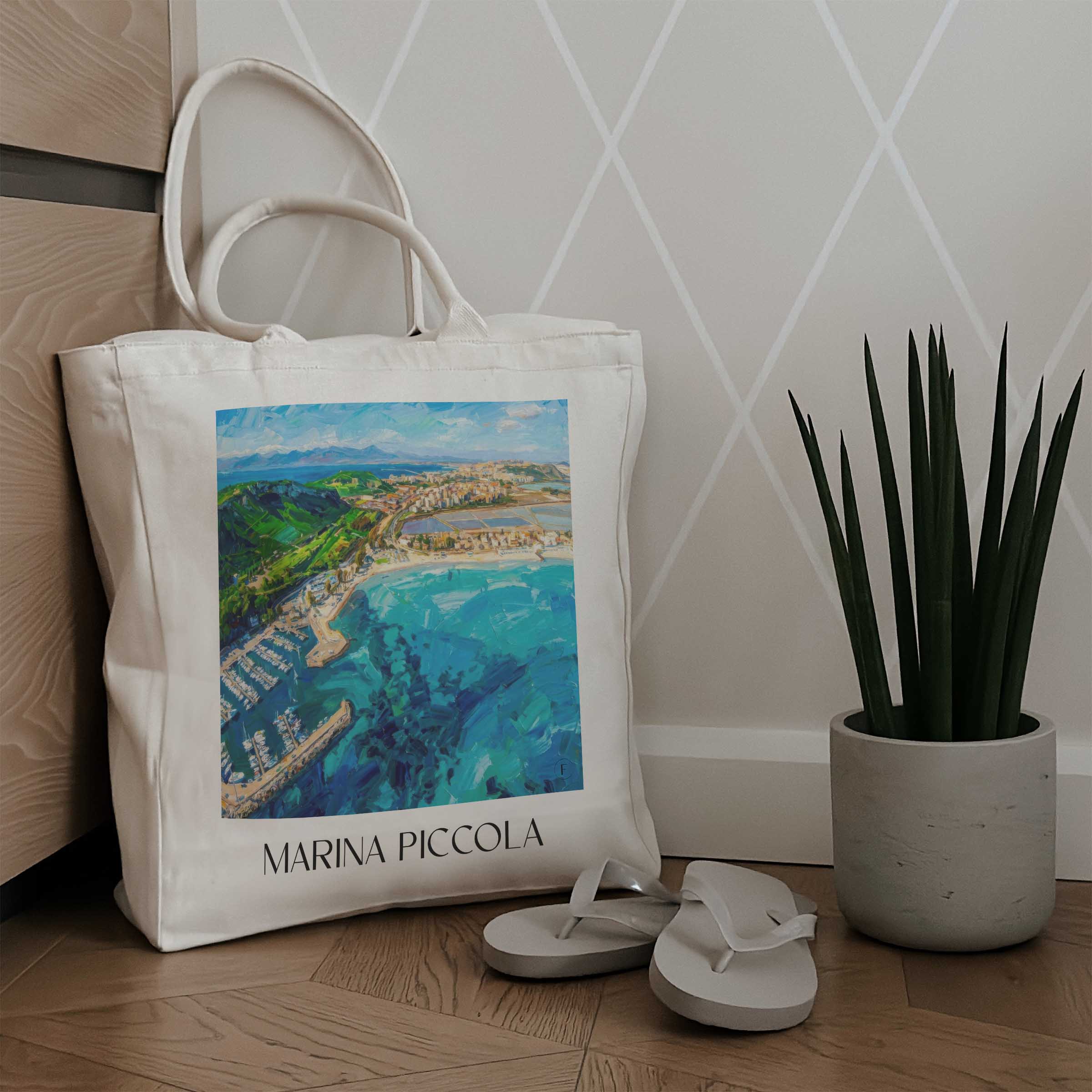 marina-piccola-cagliari-italien-einkaufstasche-oil-painting-oelgemaelde