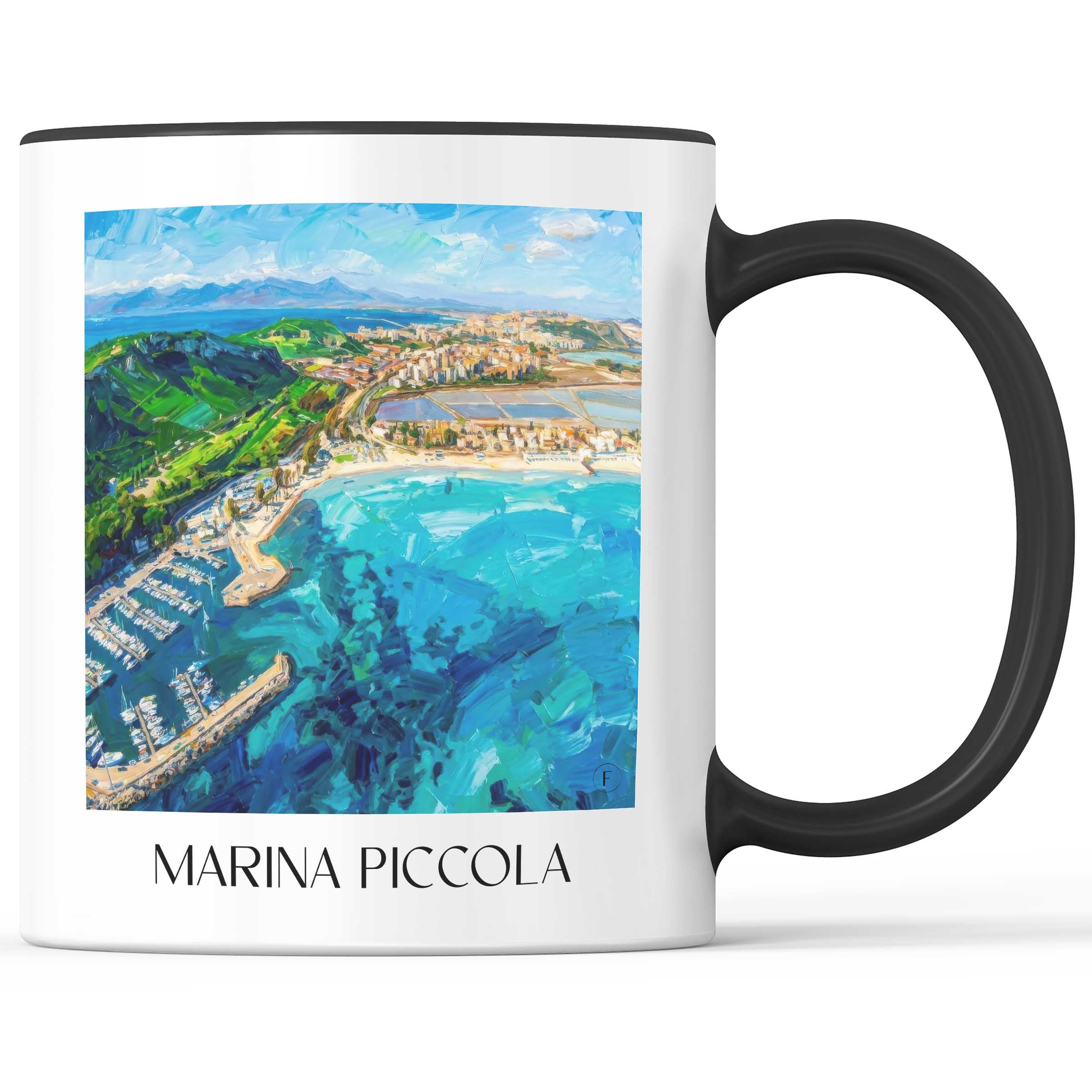 Marina Piccola Kaffeebecher - Cagliari - Italien Becher - Kaffeetasse im Ölgemälde Stil
