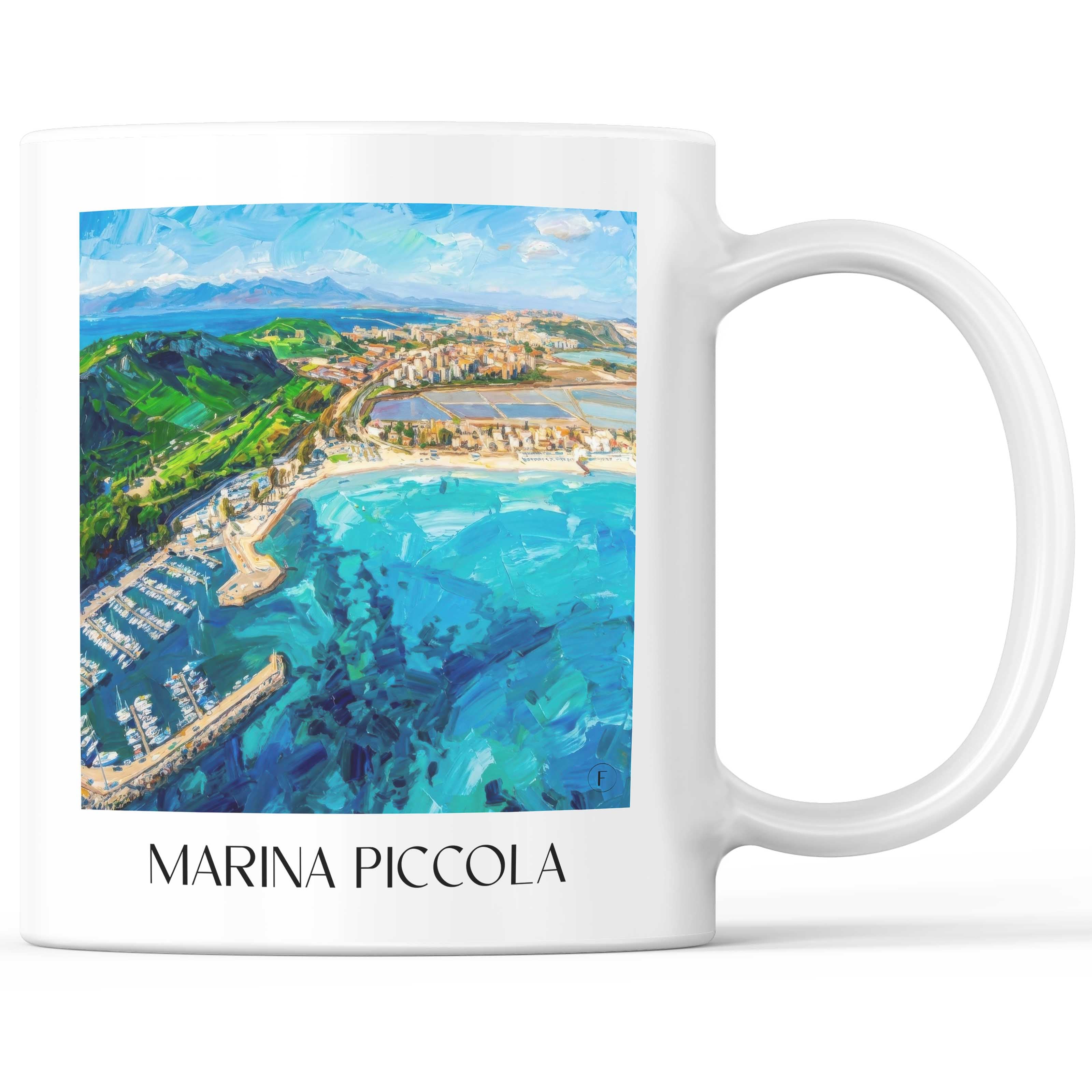 Marina Piccola Kaffeebecher - Cagliari - Italien Becher - Kaffeetasse im Ölgemälde Stil
