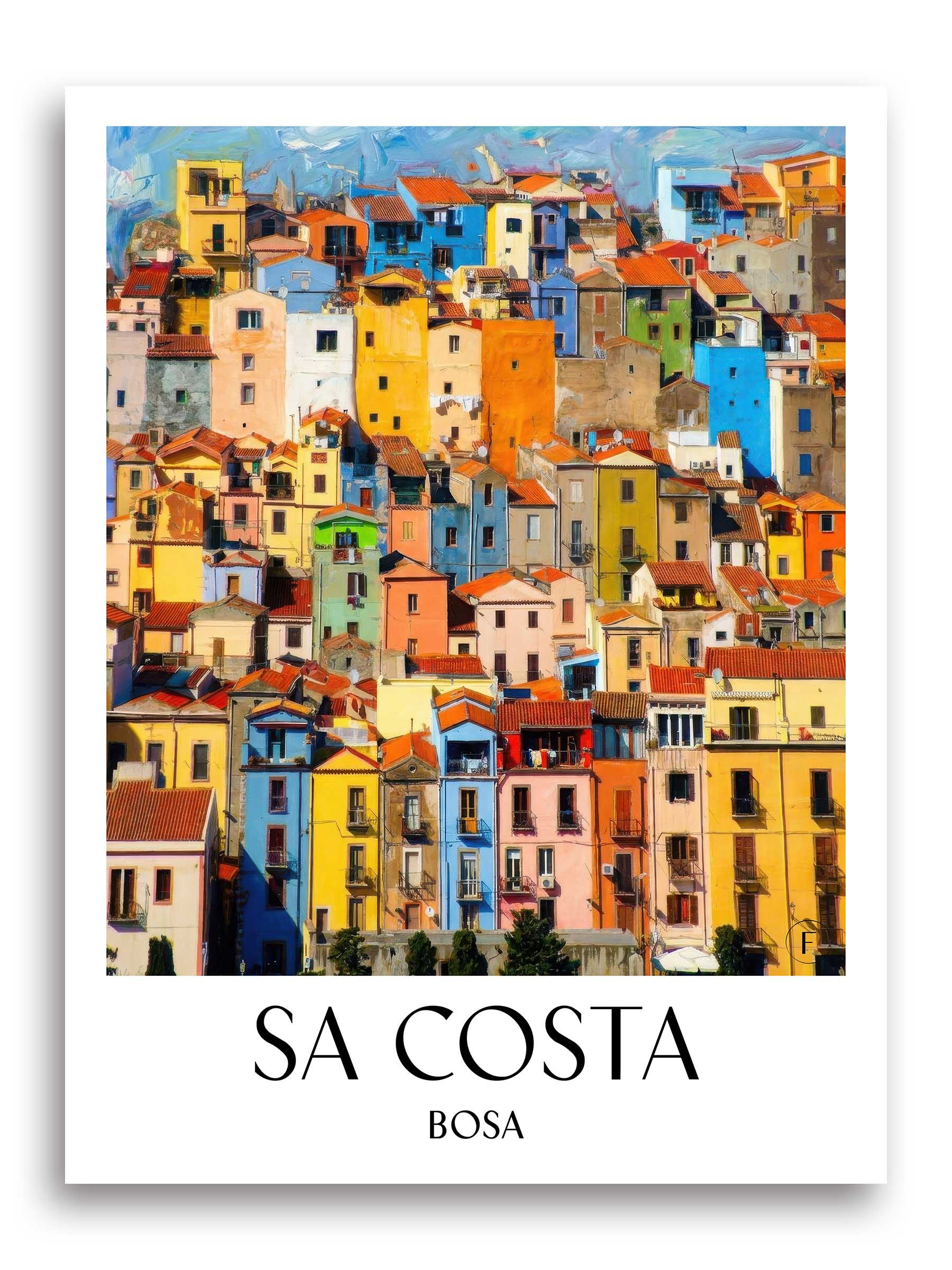 Sa Costa Poster - Bosa - Italien Kunstdruck - Ölgemälde von A4 bis A1