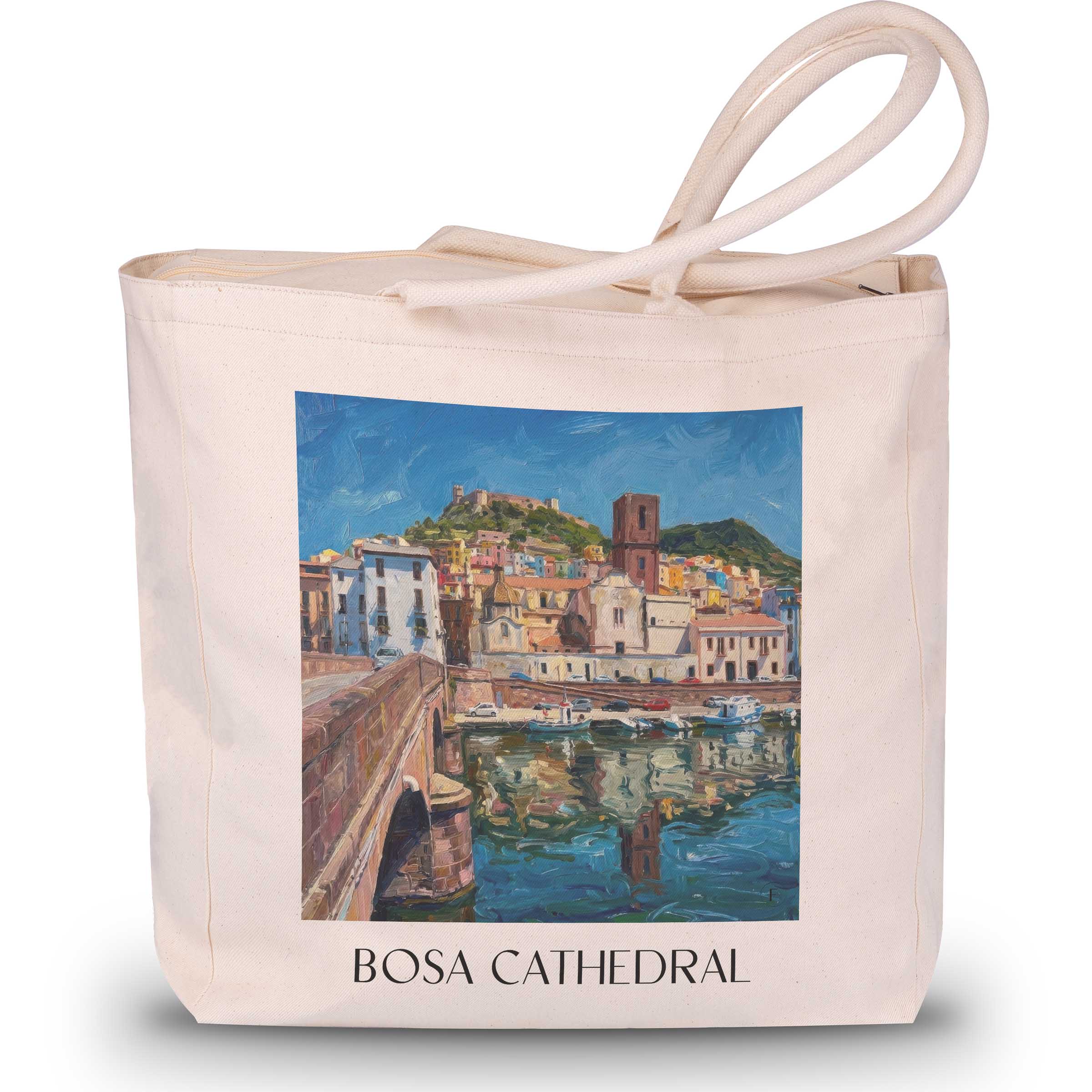 Kathedrale von Bosa Shopping Tasche - Sardinien - Italien Tote Bag - Einkaufstasche im Ölgemälde Stil
