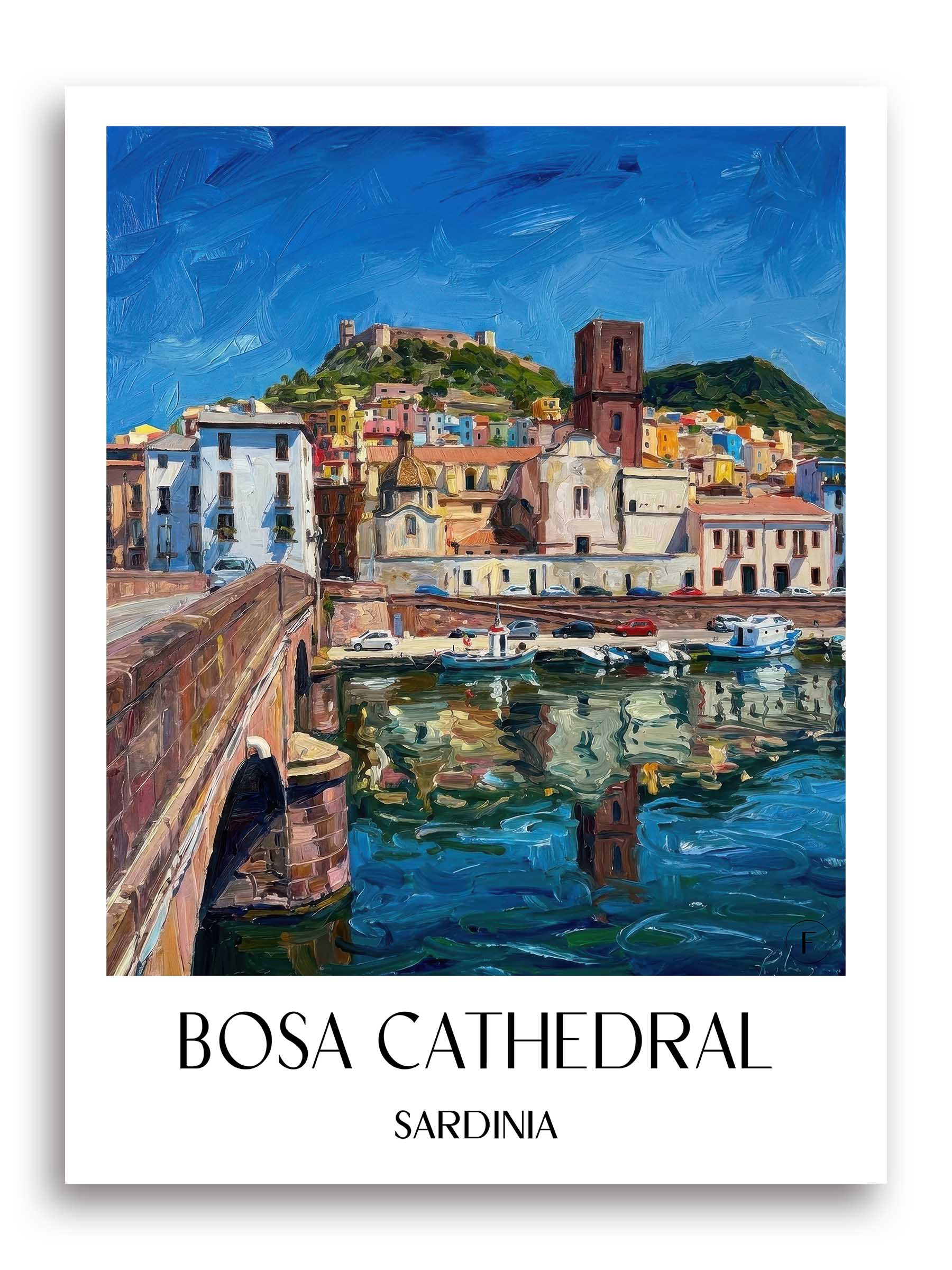 Kathedrale von Bosa Poster - Sardinien - Italien Kunstdruck - Ölgemälde von A4 bis A1