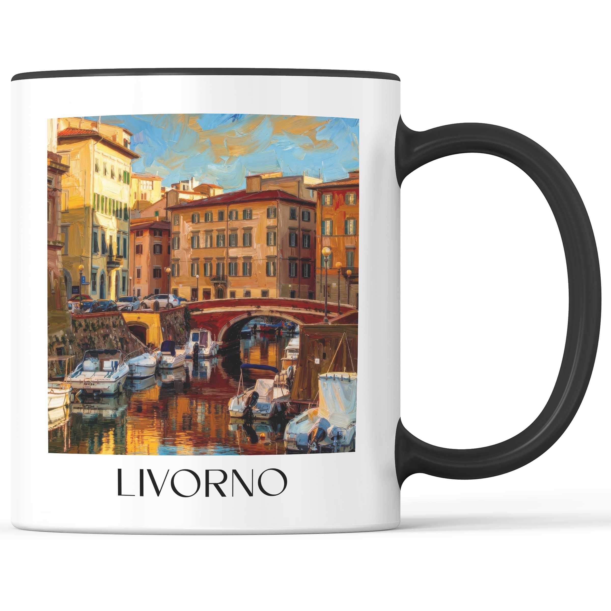 Livorno Kaffeebecher - Toskana - Italien Becher - Kaffeetasse im Ölgemälde Stil